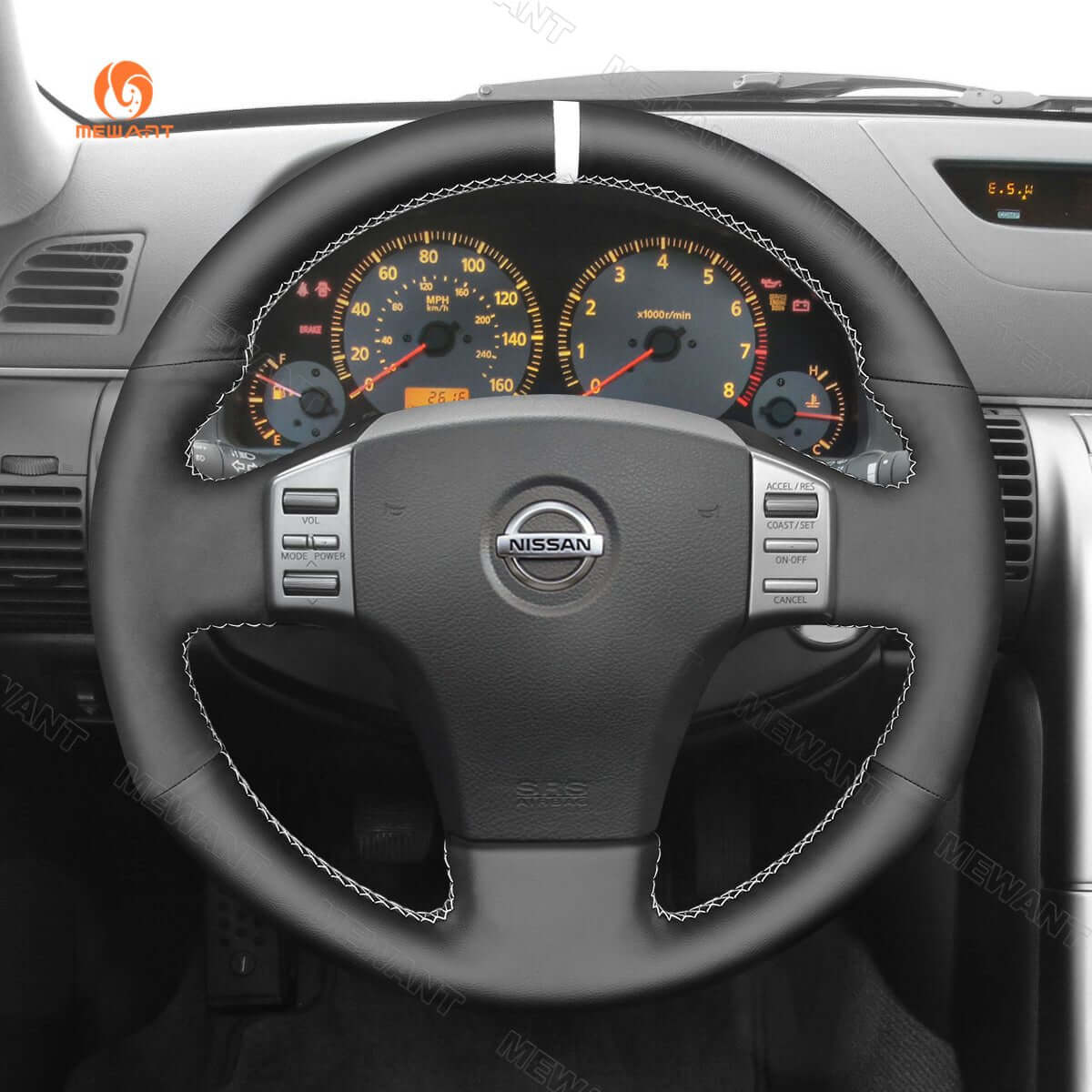 MEWANT Steering Wheel Cover for Infiniti / Nissan G35 Skyline V35 2003 - 2006 - Alcantara, Leather, Carbon Fiber, Easy Install, Non - Slip, Best Steering Wheel Cover