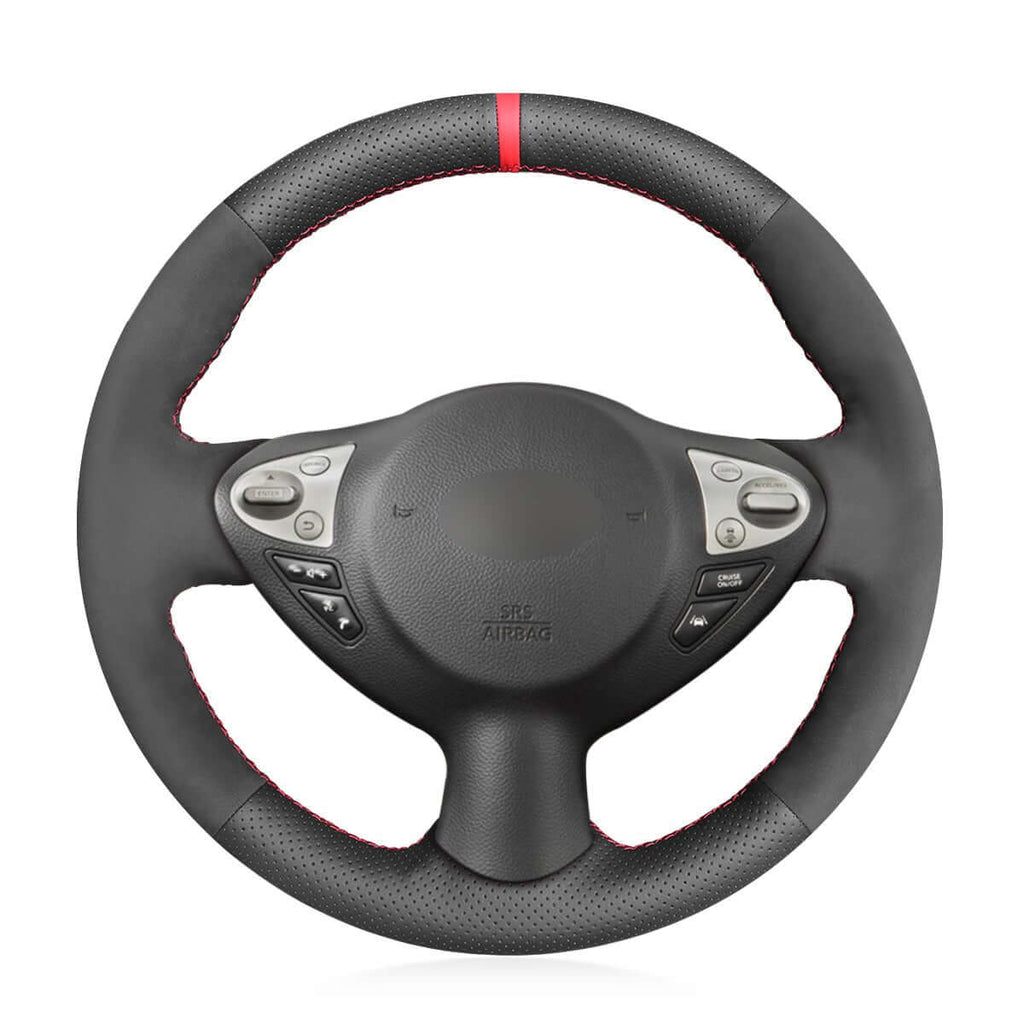 MEWANT Steering Wheel Cover for Infiniti / Nissan Juke F15 FX FX30d FX35 FX37 FX50 QX70 2009 - 2018 - Alcantara, Leather, Carbon Fiber, Easy Install, Non - Slip, Best Steering Wheel Cover