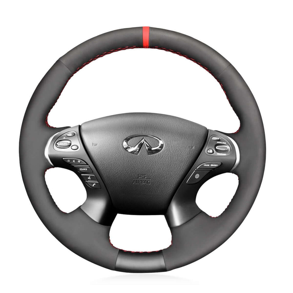 MEWANT Steering Wheel Cover for Infiniti / Nissan JX35 M25 M35 M37 M56 Q70 QX60 Murano Pathfinder 2011 - 2019 - Alcantara, Leather, Carbon Fiber, Easy Install, Non - Slip, Best Steering Wheel Cover