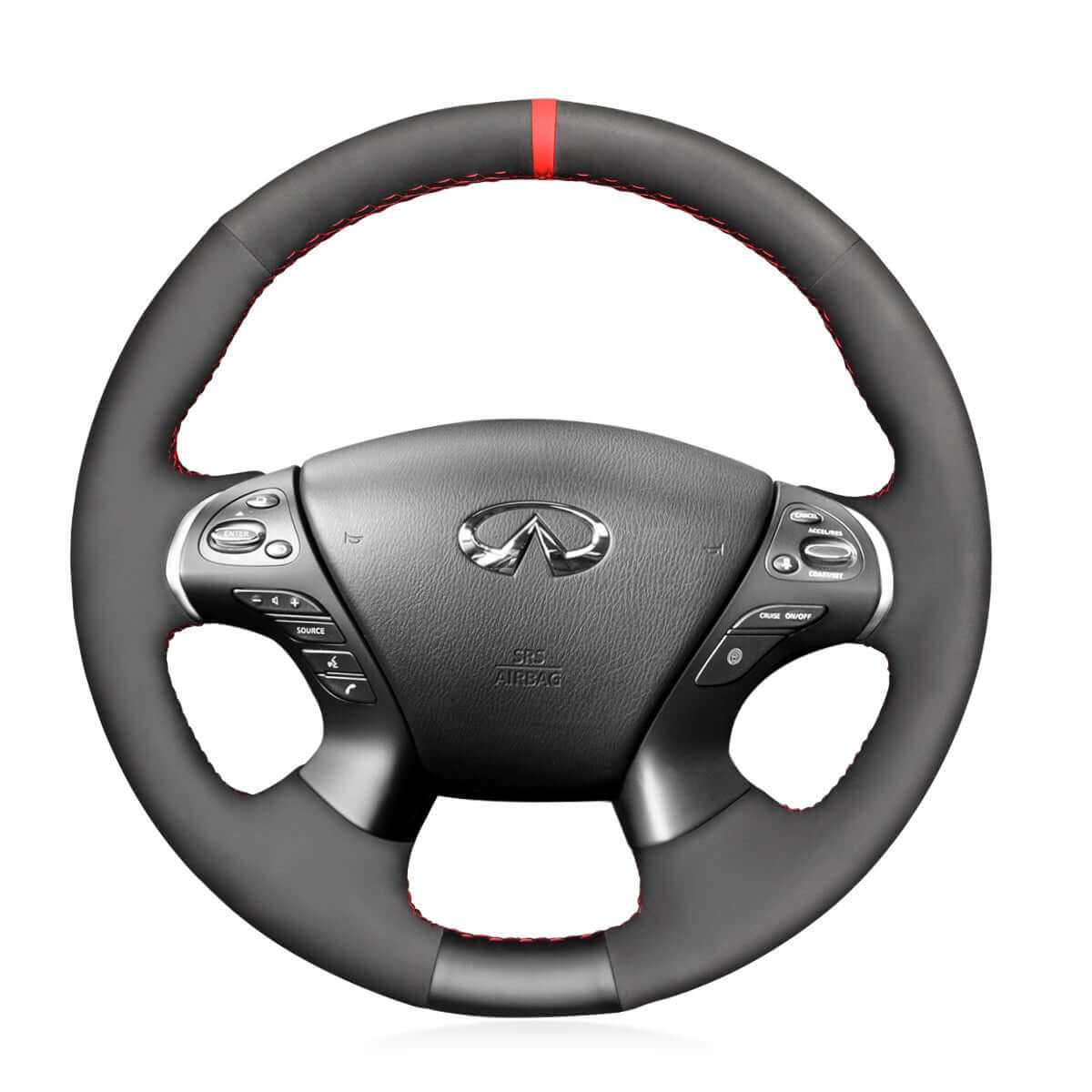 MEWANT Steering Wheel Cover for Infiniti / Nissan JX35 M25 M35 M37 M56 Q70 QX60 Murano Pathfinder 2011 - 2019 - Alcantara, Leather, Carbon Fiber, Easy Install, Non - Slip, Best Steering Wheel Cover