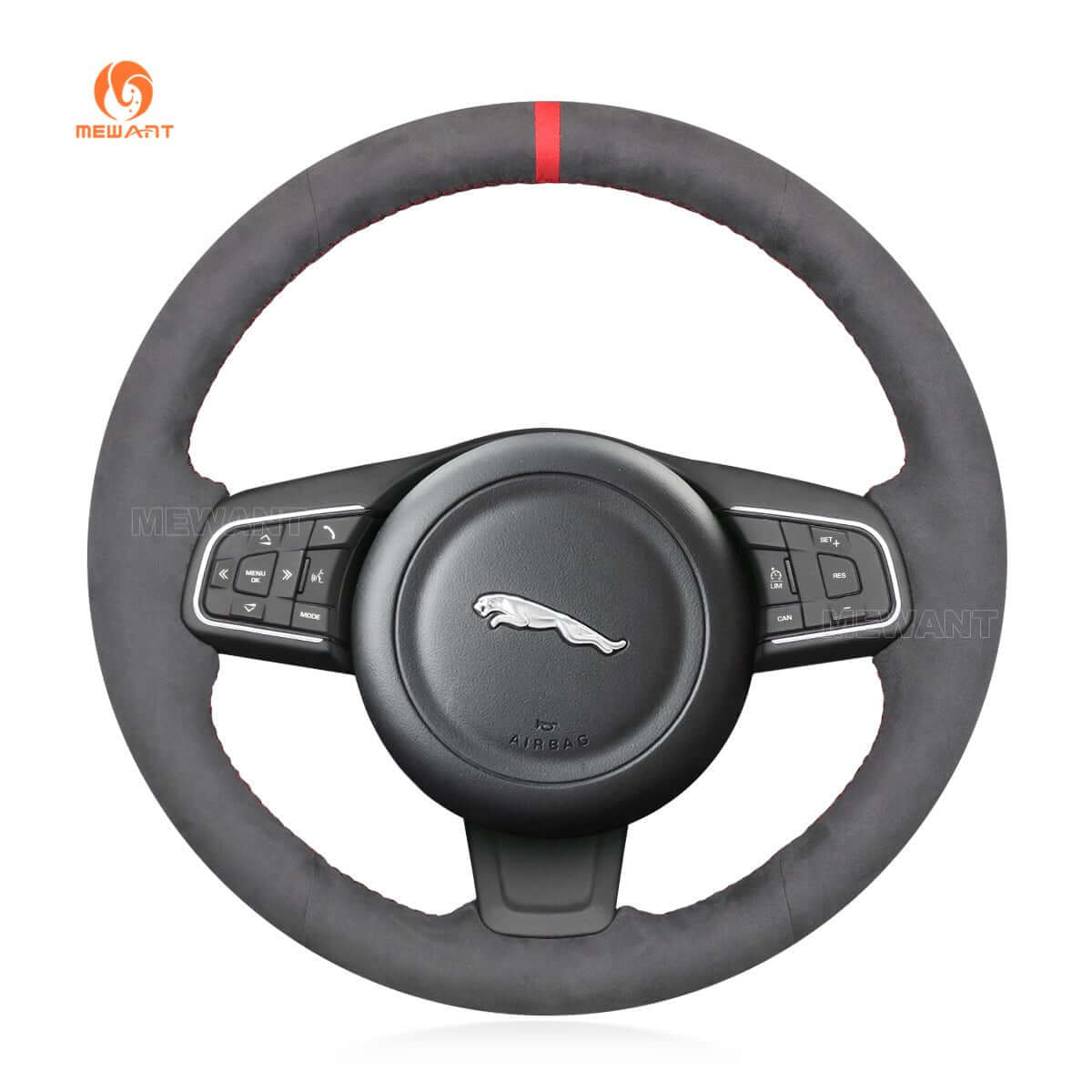MEWANT Steering Wheel Cover for Jaguar E - Pace F - Pace XE XF 2015 - 2019 - Alcantara, Leather, Carbon Fiber, Easy Install, Non - Slip, Best Steering Wheel Cover