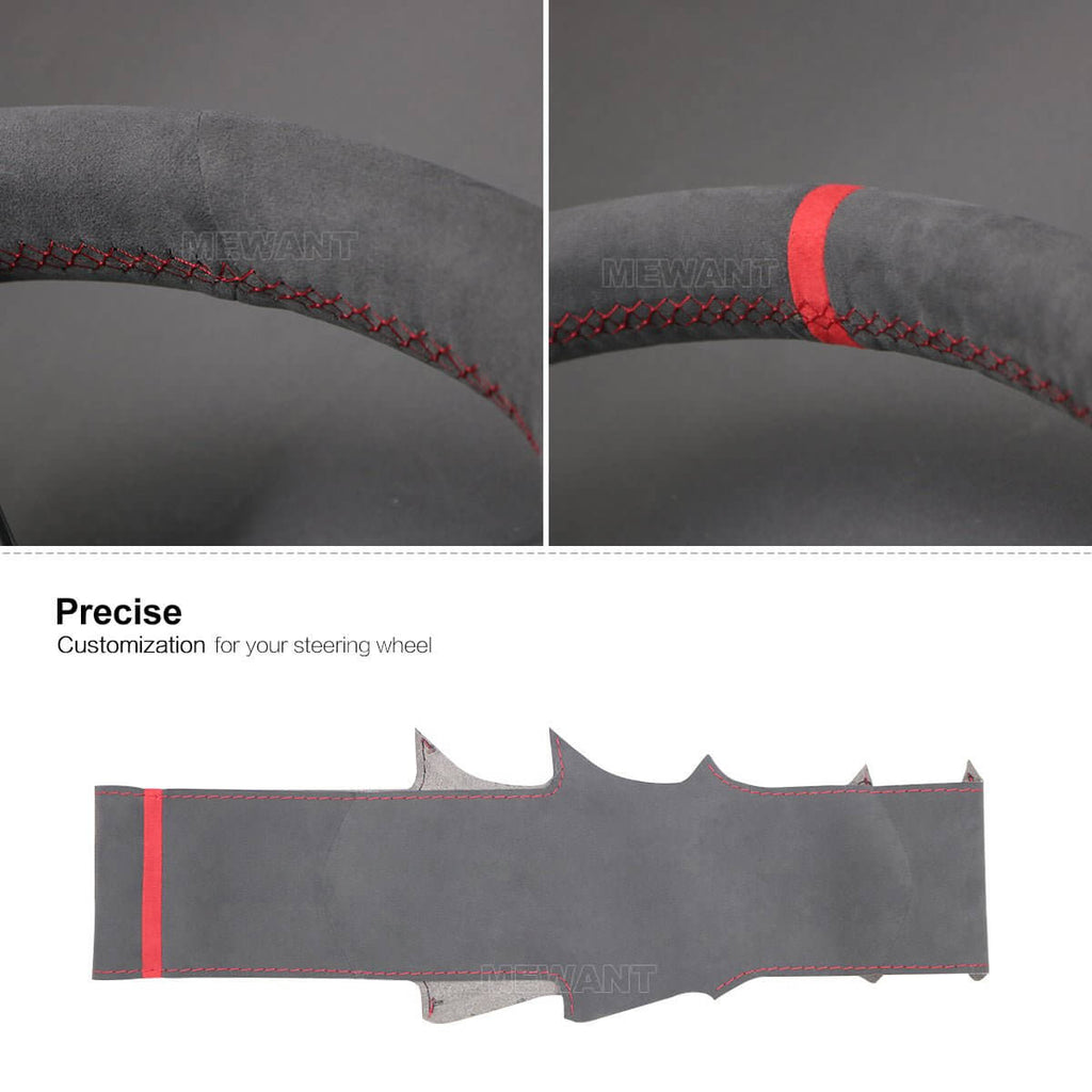 MEWANT Steering Wheel Cover for Jaguar E - Pace F - Pace XE XF 2015 - 2019 - Alcantara, Leather, Carbon Fiber, Easy Install, Non - Slip, Best Steering Wheel Cover