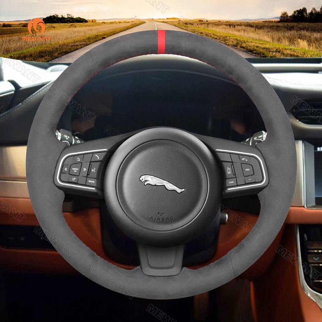 MEWANT Steering Wheel Cover for Jaguar E-Pace F-Pace XE XF 2015-2019