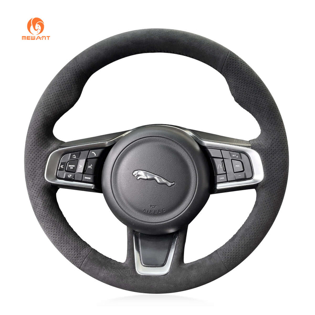 MEWANT Steering Wheel Cover for Jaguar E - Pace F - Pace XF 2017 - 2019 - Alcantara, Leather, Carbon Fiber, Easy Install, Non - Slip, Best Steering Wheel Cover