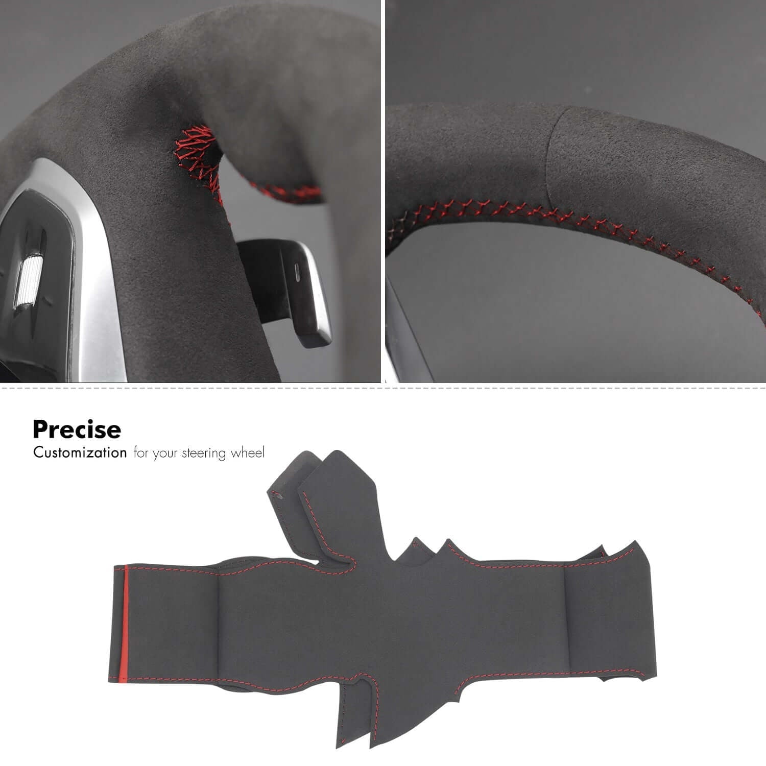 MEWANT Steering Wheel Cover for Jaguar XE 2020 - 2022 With Bulges - Alcantara, Leather, Carbon Fiber, Easy Install, Non - Slip, Best Steering Wheel Cover
