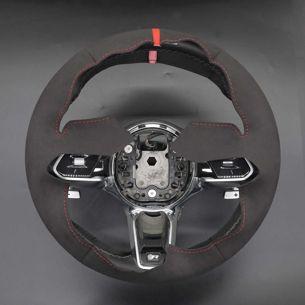 MEWANT Steering Wheel Cover for Jaguar XE 2020 - 2022 With Bulges - Alcantara, Leather, Carbon Fiber, Easy Install, Non - Slip, Best Steering Wheel Cover