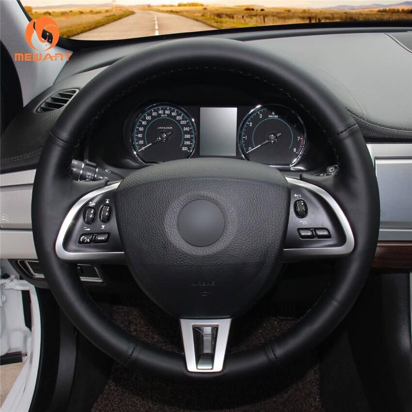 MEWANT Steering Wheel Cover for Jaguar XF XF S XF Sportbrake 2008 - 2010 - Alcantara, Leather, Carbon Fiber, Easy Install, Non - Slip, Best Steering Wheel Cover