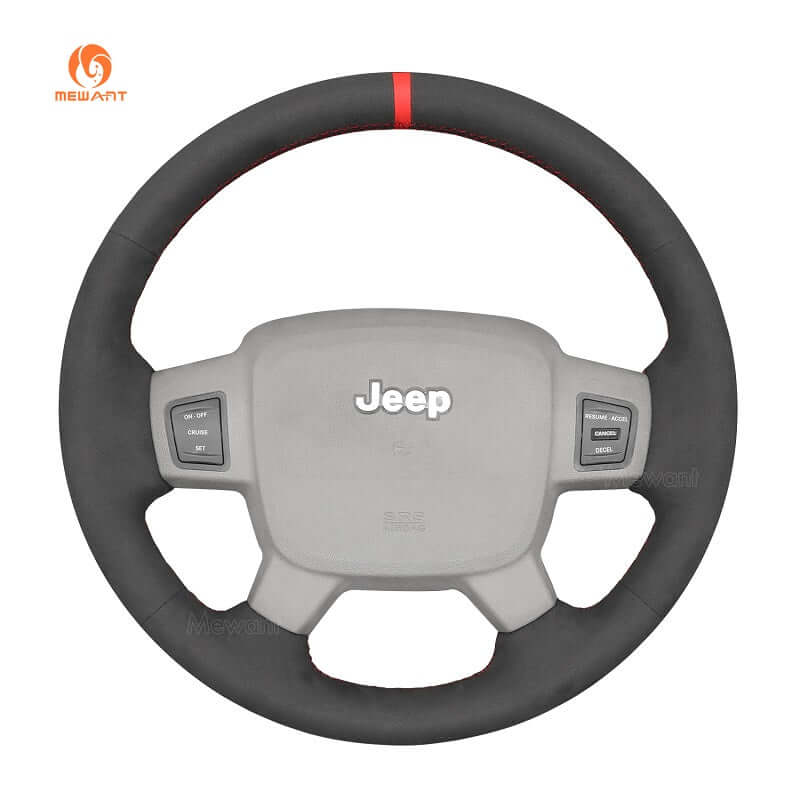 MEWANT Steering Wheel Cover for Jeep Commander XK Grand Cherokee III WK 2005 - 2008 - Alcantara, Leather, Carbon Fiber, Easy Install, Non - Slip, Best Steering Wheel Cover