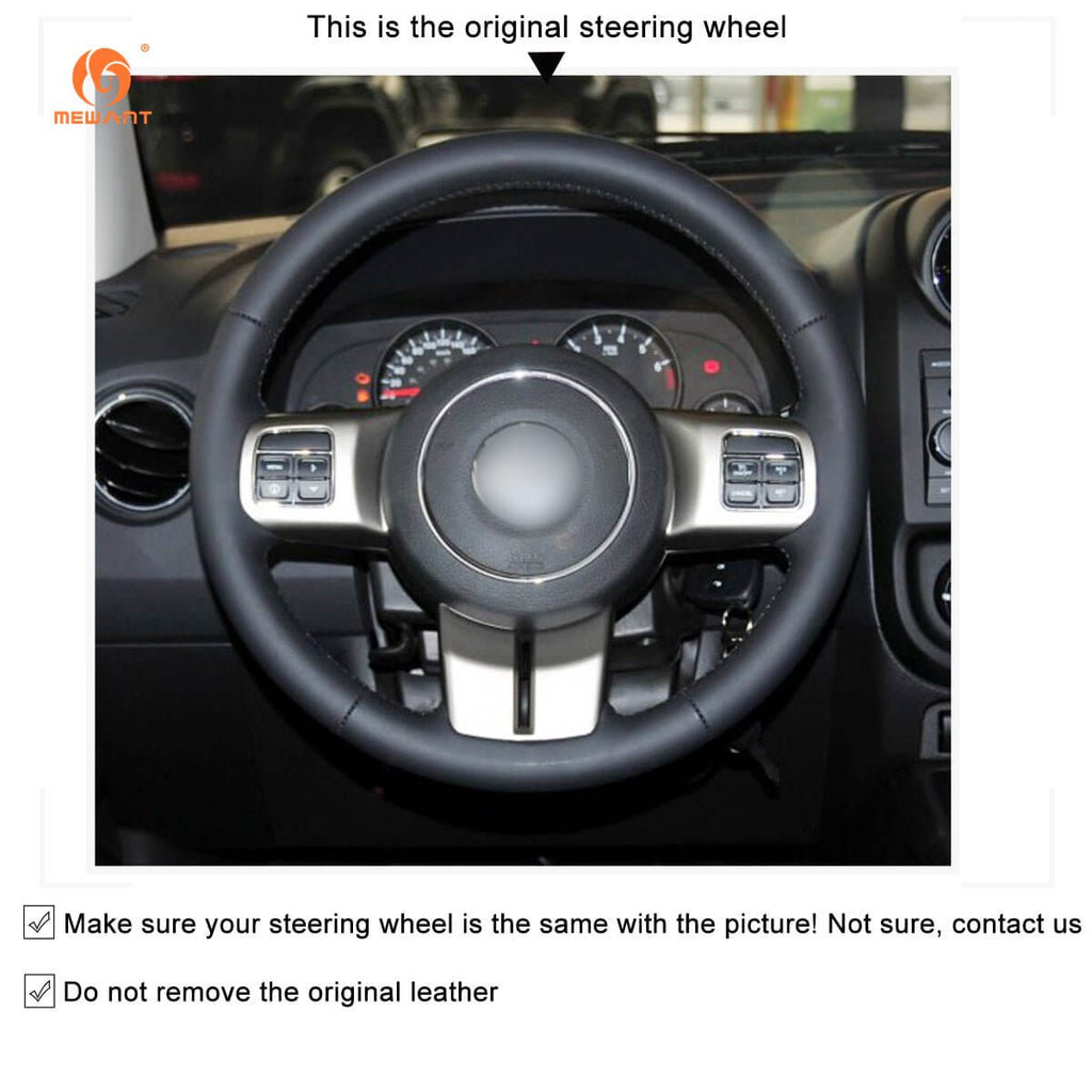 MEWANT Steering Wheel Cover for Jeep Compass Grand Cherokee Wrangler Patriot 2011 - 2016 - Alcantara, Leather, Carbon Fiber, Easy Install, Non - Slip, Best Steering Wheel Cover