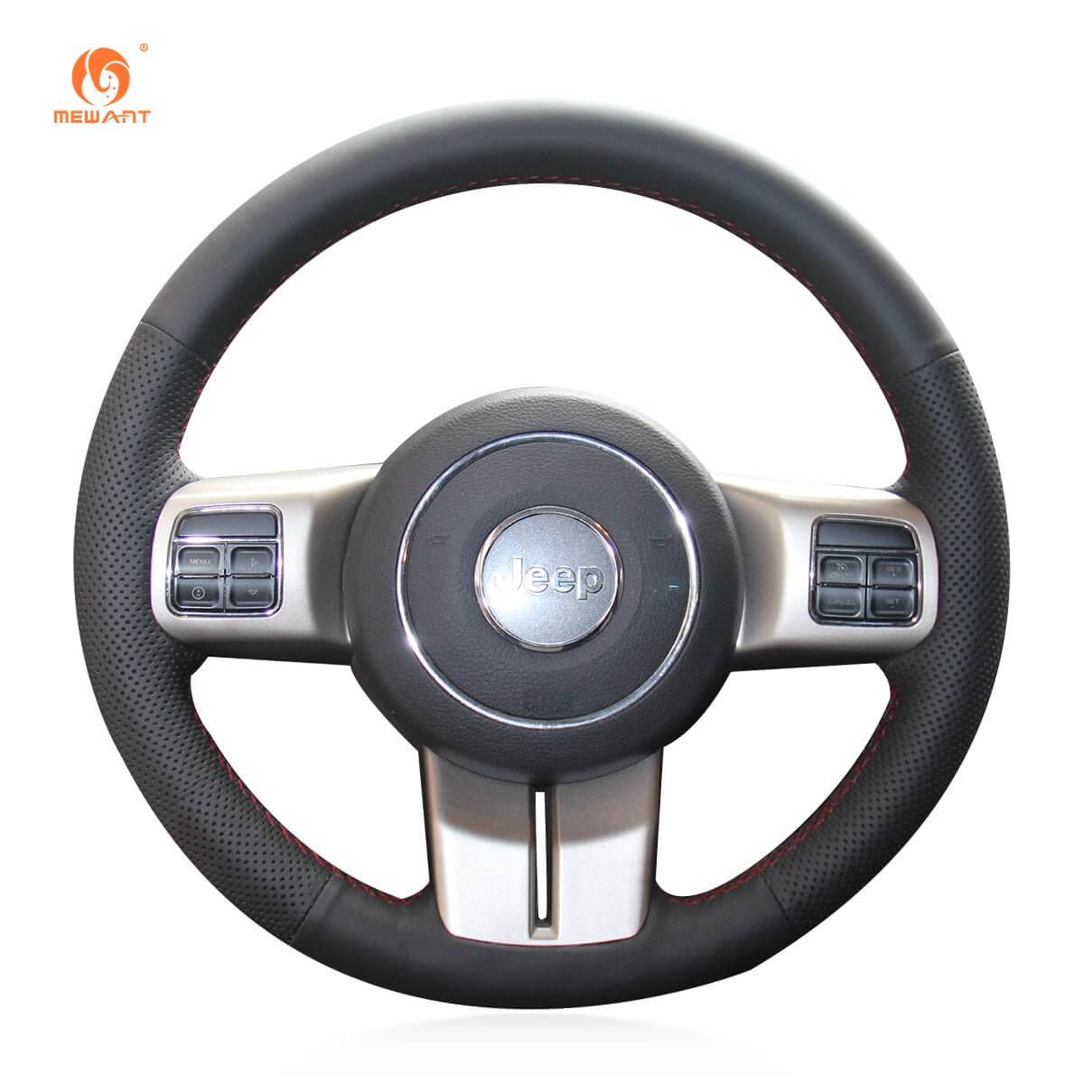 MEWANT Steering Wheel Cover for Jeep Compass Grand Cherokee Wrangler Patriot 2011 - 2016 - Alcantara, Leather, Carbon Fiber, Easy Install, Non - Slip, Best Steering Wheel Cover