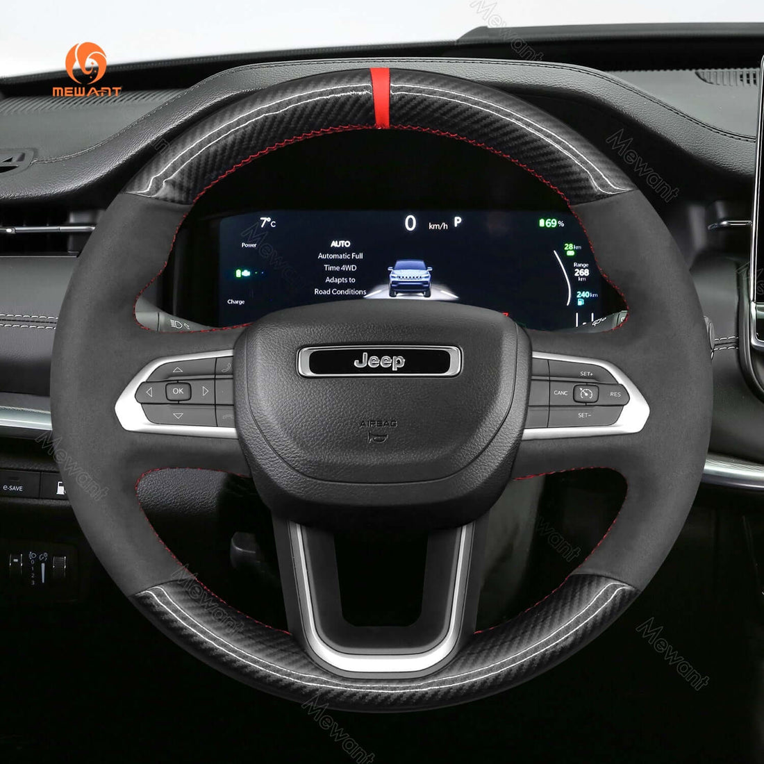 MEWANT Steering Wheel Cover for Jeep Compass II MP 2021-2024