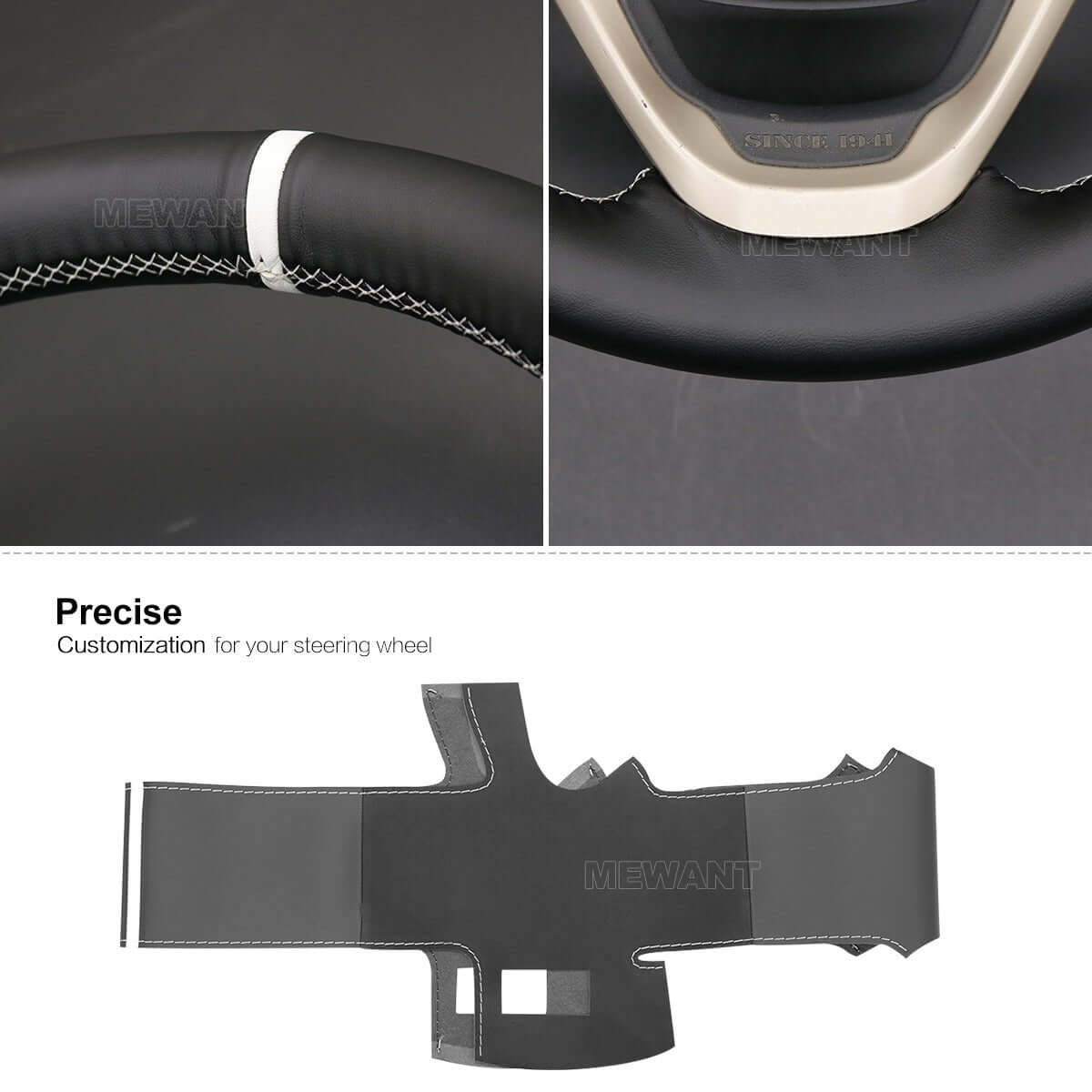 MEWANT Steering Wheel Cover for Jeep Grand Cherokee 2014 - 2016 - Alcantara, Leather, Carbon Fiber, Easy Install, Non - Slip, Best Steering Wheel Cover