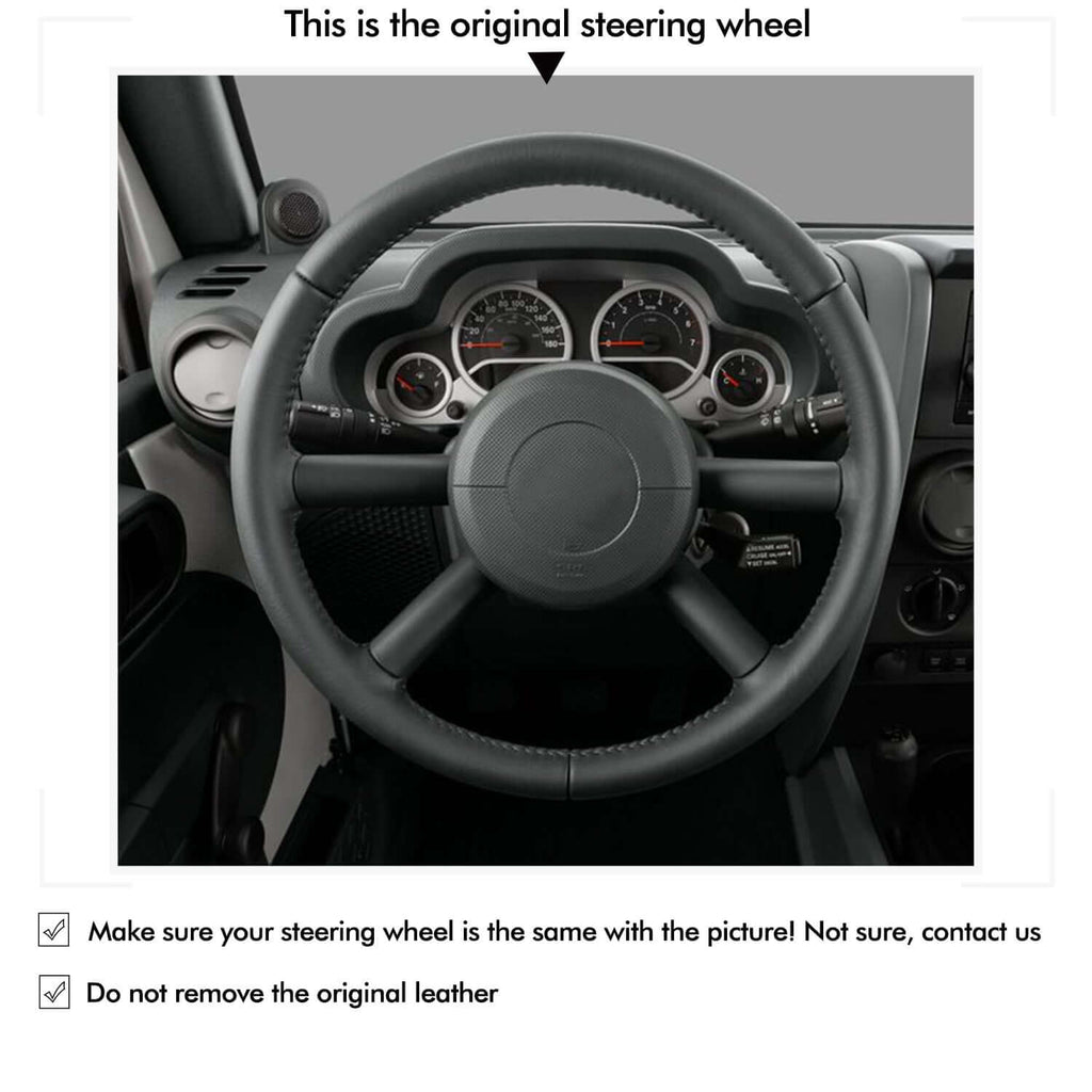 MEWANT Steering Wheel Cover for Jeep Wrangler JK 2007 - 2011 - Alcantara, Leather, Carbon Fiber, Easy Install, Non - Slip, Best Steering Wheel Cover
