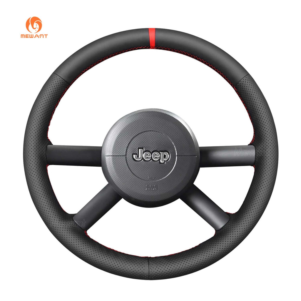 MEWANT Steering Wheel Cover for Jeep Wrangler JK 2007 - 2011 - Alcantara, Leather, Carbon Fiber, Easy Install, Non - Slip, Best Steering Wheel Cover