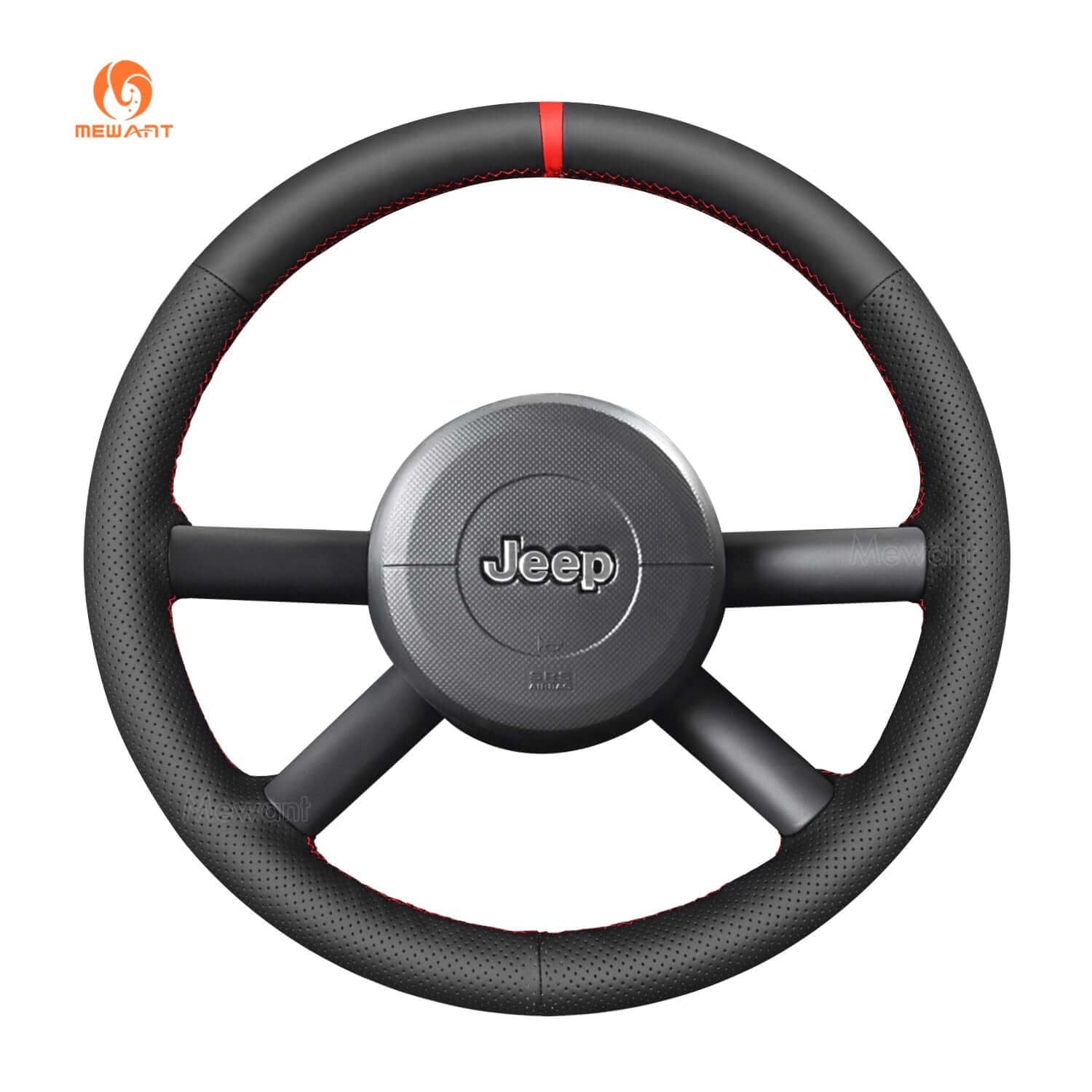 MEWANT Steering Wheel Cover for Jeep Wrangler JK 2007 - 2011 - Alcantara, Leather, Carbon Fiber, Easy Install, Non - Slip, Best Steering Wheel Cover