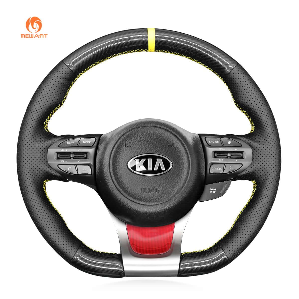 MEWANT Steering Wheel Cover for Kia Ceed Cee'd 2 GT Proceed Pro Ceed GT Optima 2014 - 2018 - Alcantara, Leather, Carbon Fiber, Easy Install, Non - Slip, Best Steering Wheel Cover