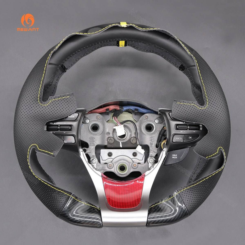 MEWANT Steering Wheel Cover for Kia Ceed Cee'd 2 GT Proceed Pro Ceed GT Optima 2014 - 2018 - Alcantara, Leather, Carbon Fiber, Easy Install, Non - Slip, Best Steering Wheel Cover