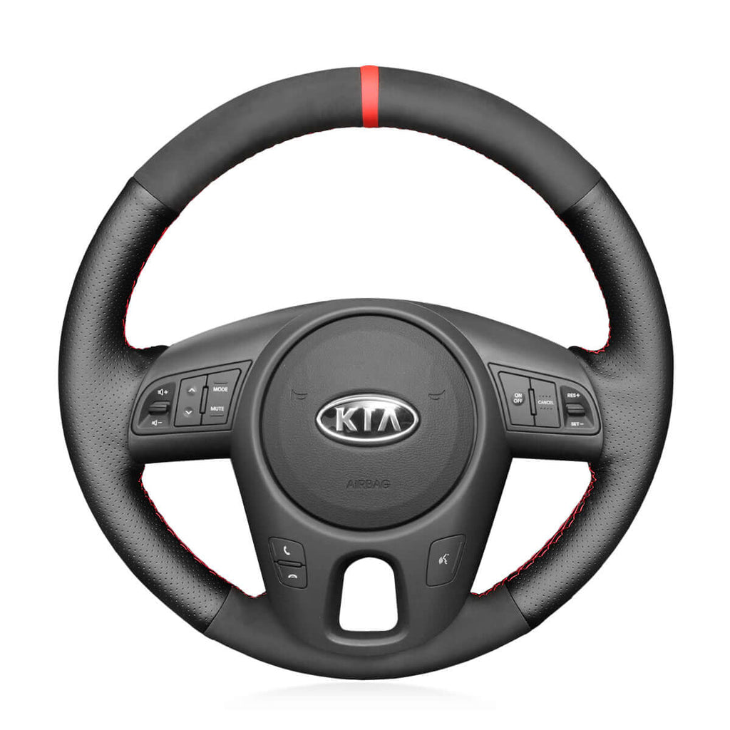 MEWANT Steering Wheel Cover for Kia Forte Forte Koup Forte5 Soul Rio Rio5 2010 - 2013 - Alcantara, Leather, Carbon Fiber, Easy Install, Non - Slip, Best Steering Wheel Cover