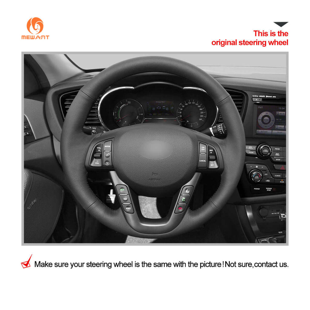 MEWANT Steering Wheel Cover for Kia K5 Optima 2011 - 2013 - Alcantara, Leather, Carbon Fiber, Easy Install, Non - Slip, Best Steering Wheel Cover