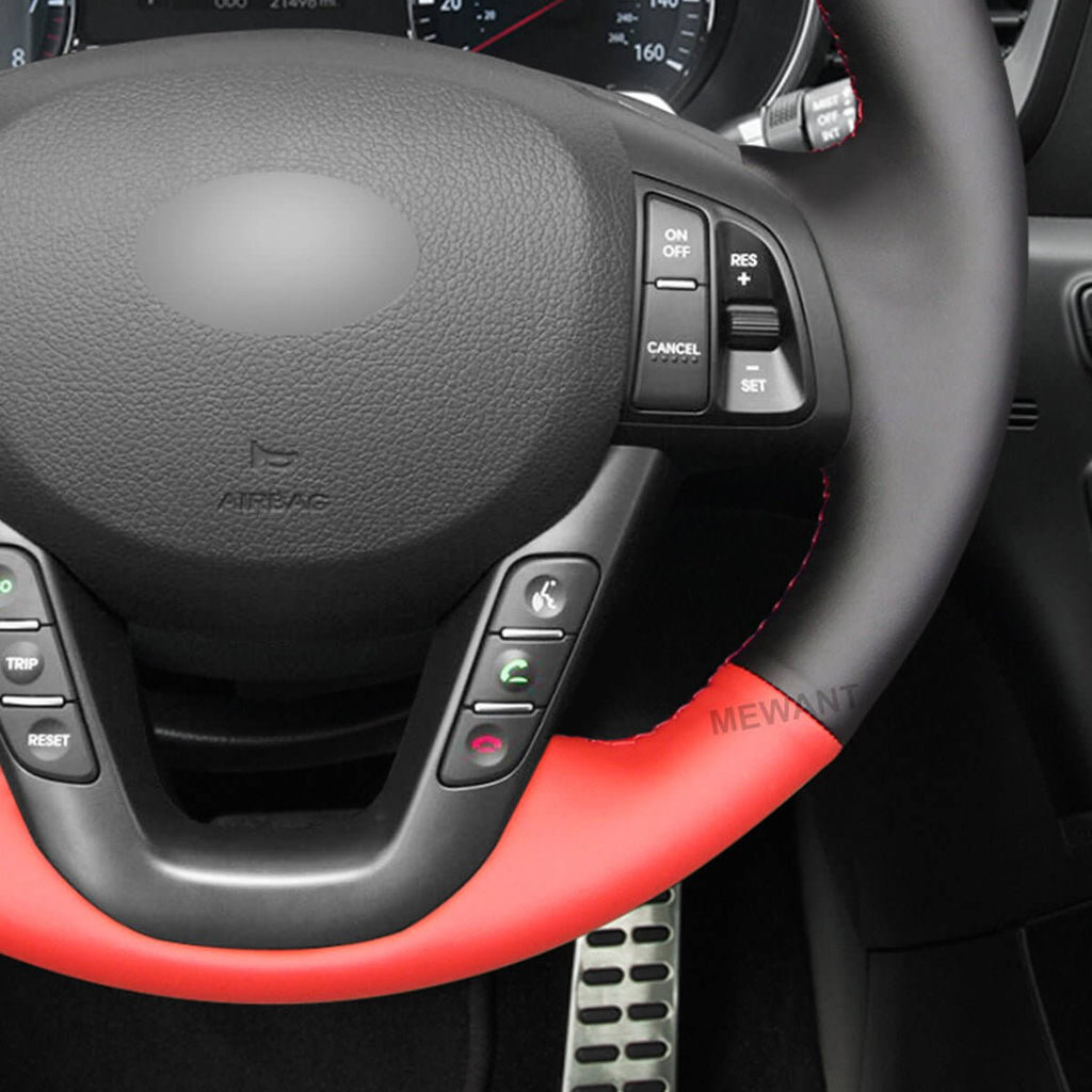 MEWANT Steering Wheel Cover for Kia K5 Optima 2011 - 2013 - Alcantara, Leather, Carbon Fiber, Easy Install, Non - Slip, Best Steering Wheel Cover