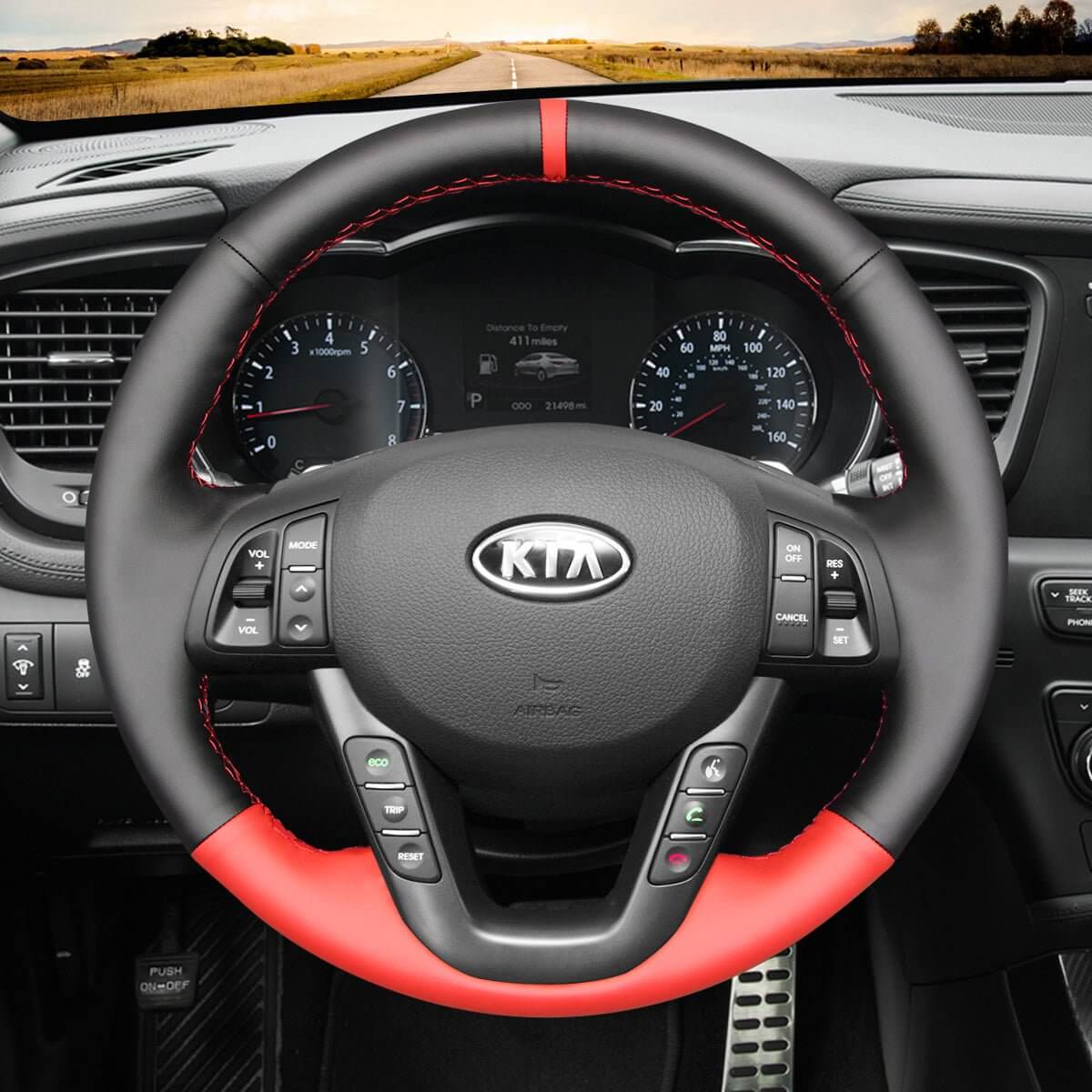 MEWANT Steering Wheel Cover for Kia K5 Optima 2011 - 2013 - Alcantara, Leather, Carbon Fiber, Easy Install, Non - Slip, Best Steering Wheel Cover