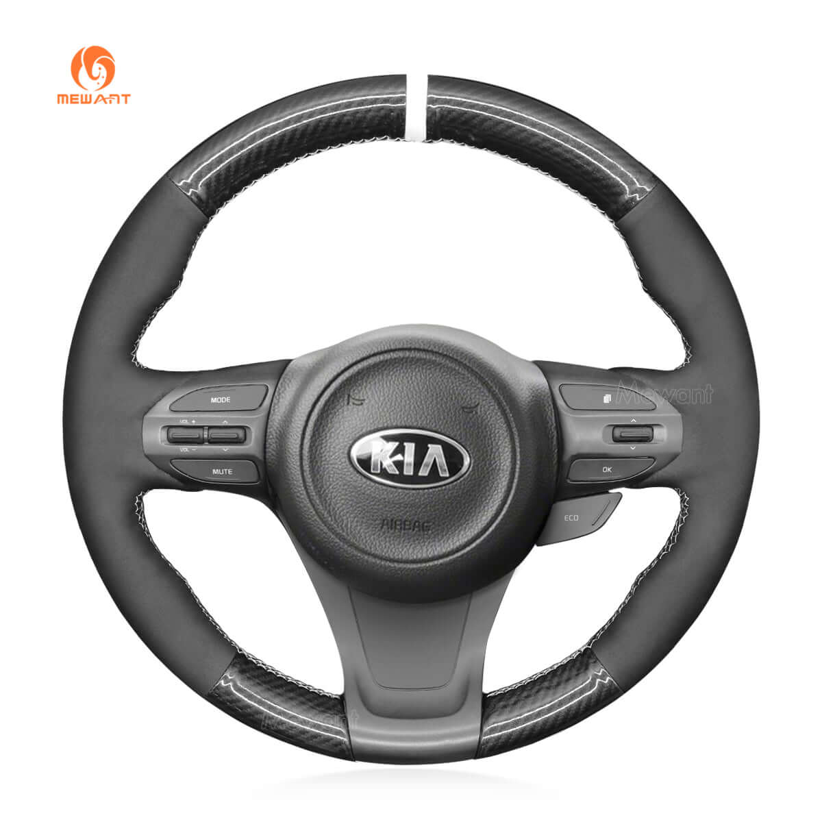 MEWANT Steering Wheel Cover for Kia K5 Optima 2014 - 2015 - Alcantara, Leather, Carbon Fiber, Easy Install, Non - Slip, Best Steering Wheel Cover