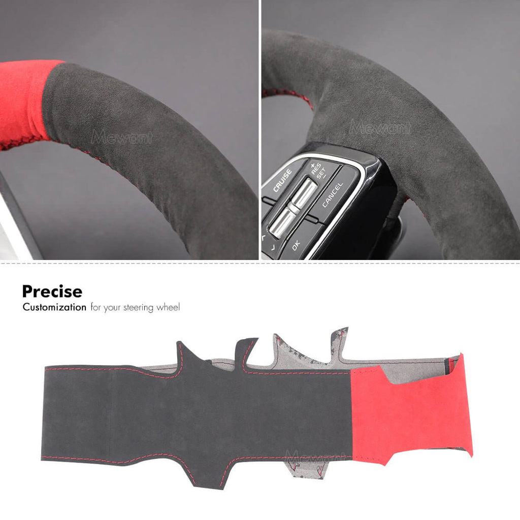 MEWANT Steering Wheel Cover for Kia K5 Optima Cee'd Ceed Forte 2019 - Alcantara, Leather, Carbon Fiber, Easy Install, Non - Slip, Best Steering Wheel Cover