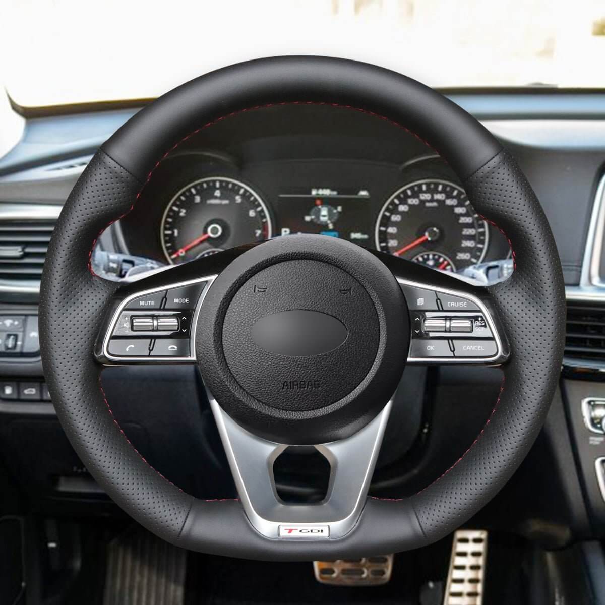 MEWANT Steering Wheel Cover for Kia K5 Optima Cee'd Ceed Forte 2019 - Alcantara, Leather, Carbon Fiber, Easy Install, Non - Slip, Best Steering Wheel Cover