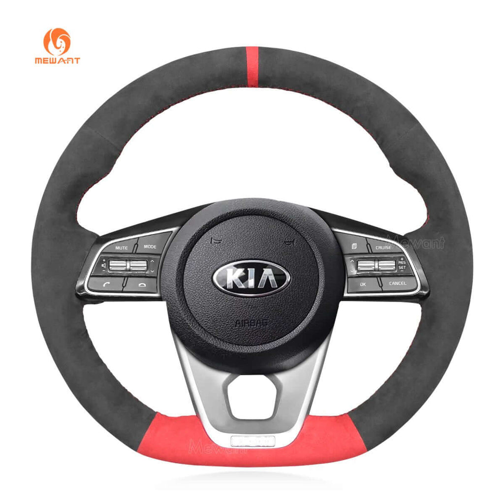 MEWANT Steering Wheel Cover for Kia K5 Optima Cee'd Ceed Forte 2019 - Alcantara, Leather, Carbon Fiber, Easy Install, Non - Slip, Best Steering Wheel Cover