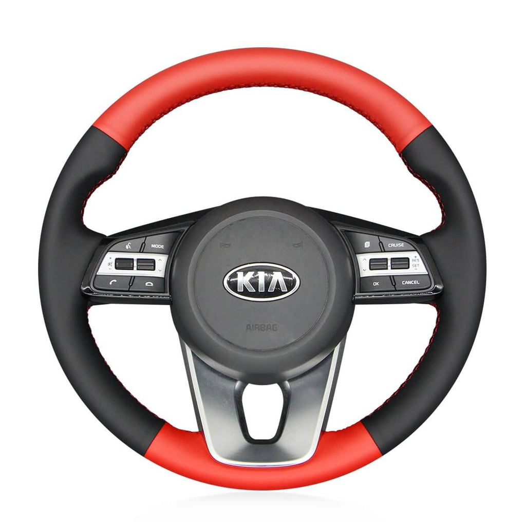 MEWANT Steering Wheel Cover for Kia K5 Optima Cee'd Ceed Forte Cerato 2018 - 2019 - Alcantara, Leather, Carbon Fiber, Easy Install, Non - Slip, Best Steering Wheel Cover