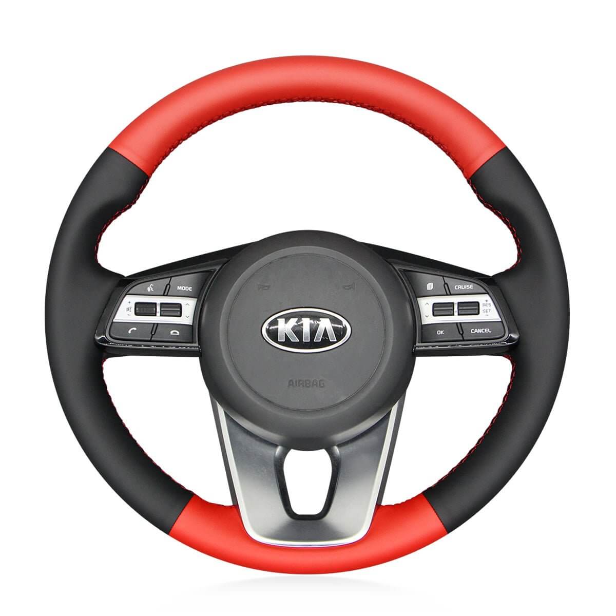 MEWANT Steering Wheel Cover for Kia K5 Optima Cee'd Ceed Forte Cerato 2018 - 2019 - Alcantara, Leather, Carbon Fiber, Easy Install, Non - Slip, Best Steering Wheel Cover