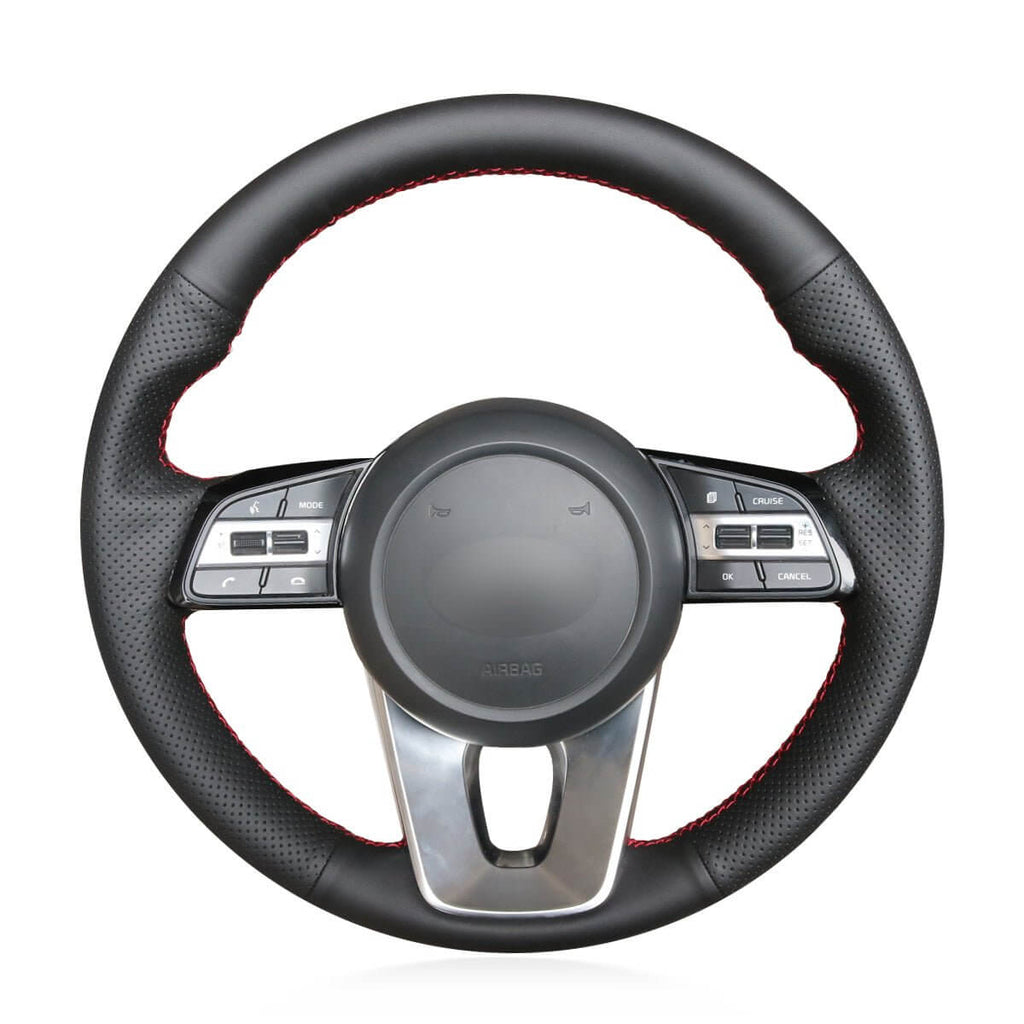 MEWANT Steering Wheel Cover for Kia K5 Optima Cee'd Ceed Forte Cerato 2018 - 2019 - Alcantara, Leather, Carbon Fiber, Easy Install, Non - Slip, Best Steering Wheel Cover