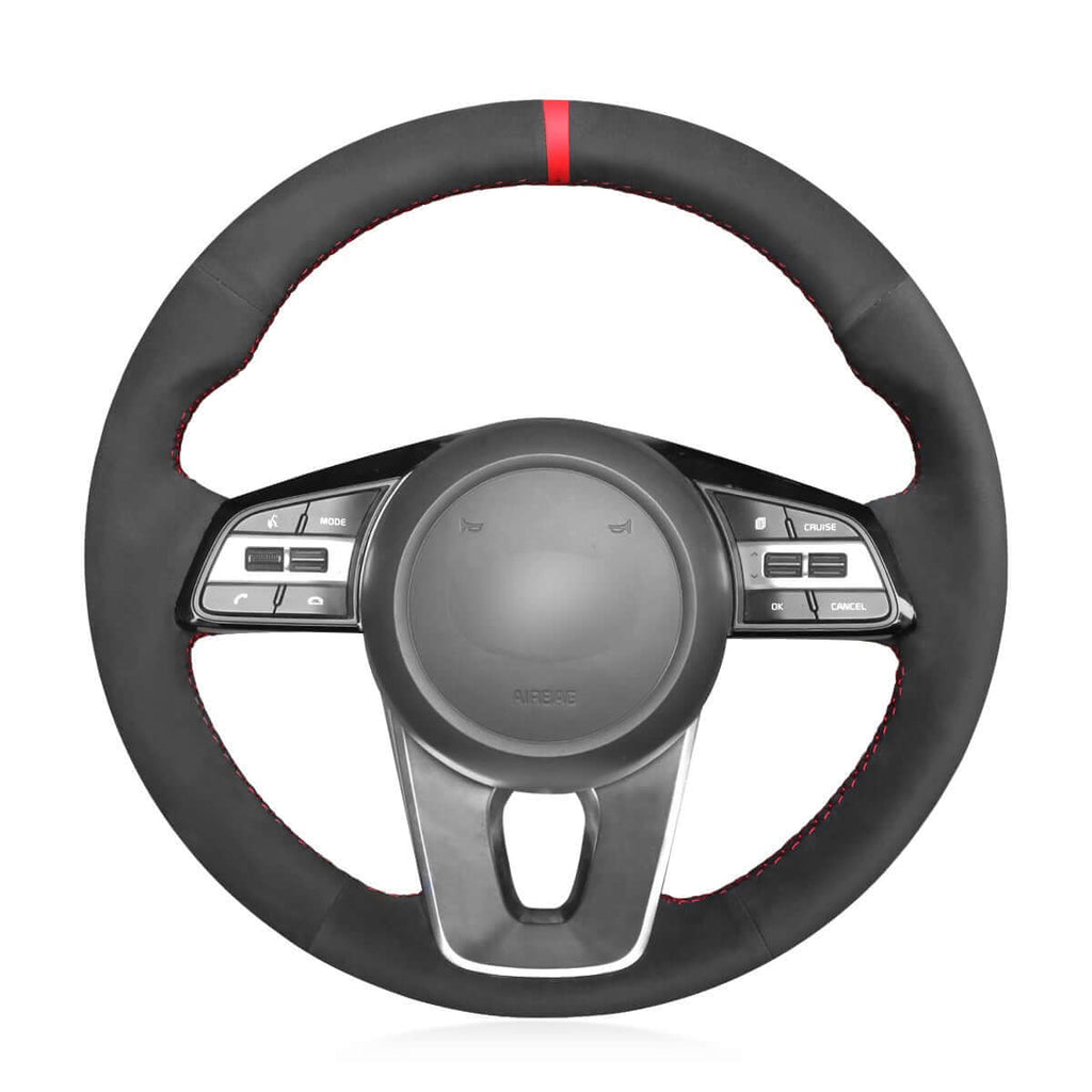 MEWANT Steering Wheel Cover for Kia K5 Optima Cee'd Ceed Forte Cerato 2018 - 2019 - Alcantara, Leather, Carbon Fiber, Easy Install, Non - Slip, Best Steering Wheel Cover