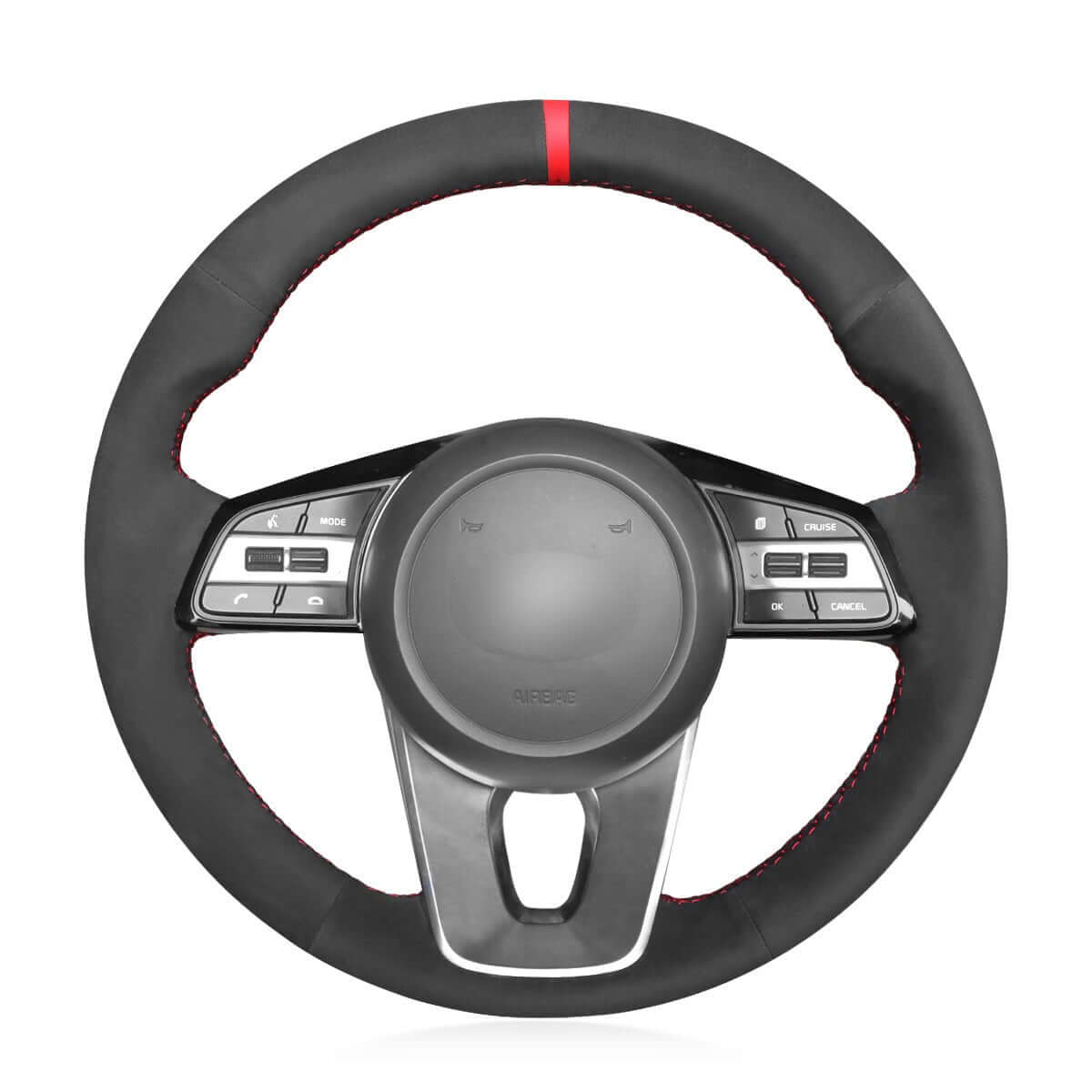 MEWANT Steering Wheel Cover for Kia K5 Optima Cee'd Ceed Forte Cerato 2018 - 2019 - Alcantara, Leather, Carbon Fiber, Easy Install, Non - Slip, Best Steering Wheel Cover