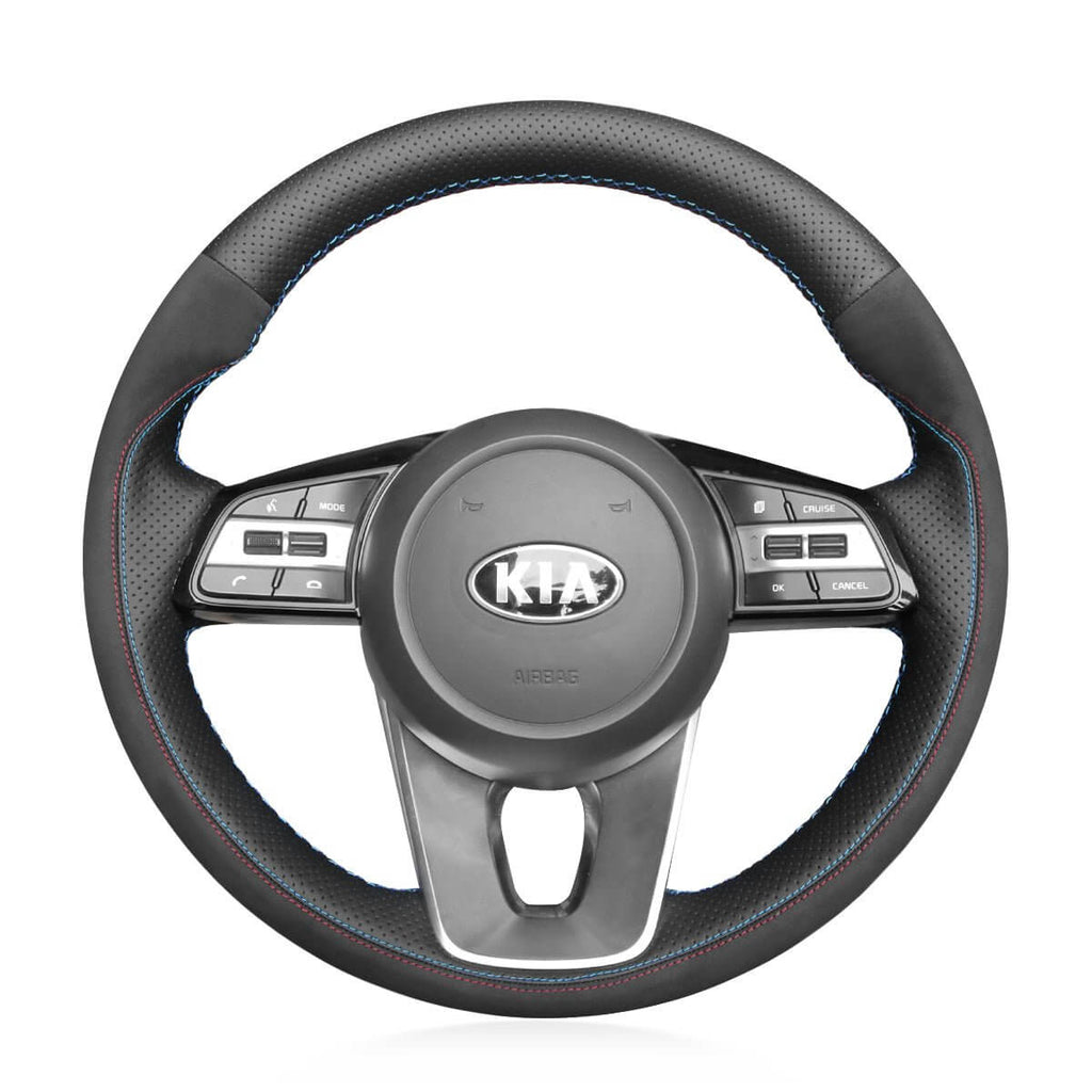 MEWANT Steering Wheel Cover for Kia K5 Optima Cee'd Ceed Forte Cerato 2018 - 2019 - Alcantara, Leather, Carbon Fiber, Easy Install, Non - Slip, Best Steering Wheel Cover