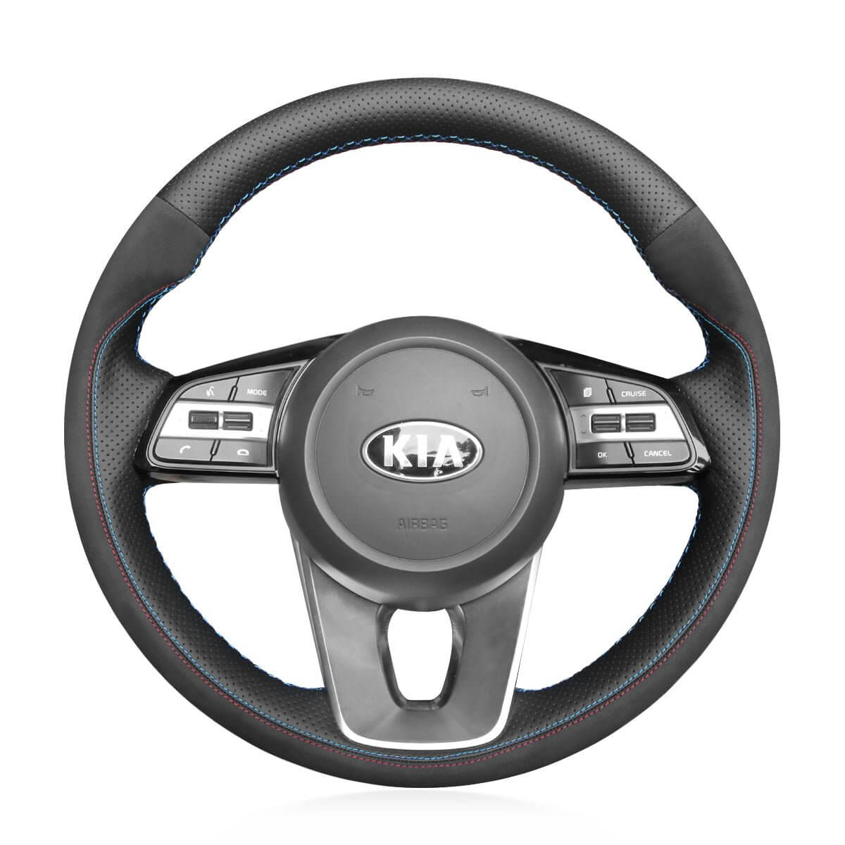 MEWANT Steering Wheel Cover for Kia K5 Optima Cee'd Ceed Forte Cerato 2018 - 2019 - Alcantara, Leather, Carbon Fiber, Easy Install, Non - Slip, Best Steering Wheel Cover