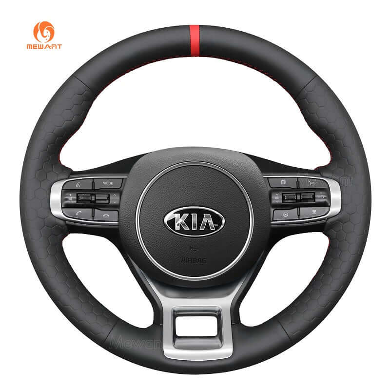 MEWANT Steering Wheel Cover for Kia Optima K5 GT GT - Line Sedan 2021 - 2022 - Alcantara, Leather, Carbon Fiber, Easy Install, Non - Slip, Best Steering Wheel Cover