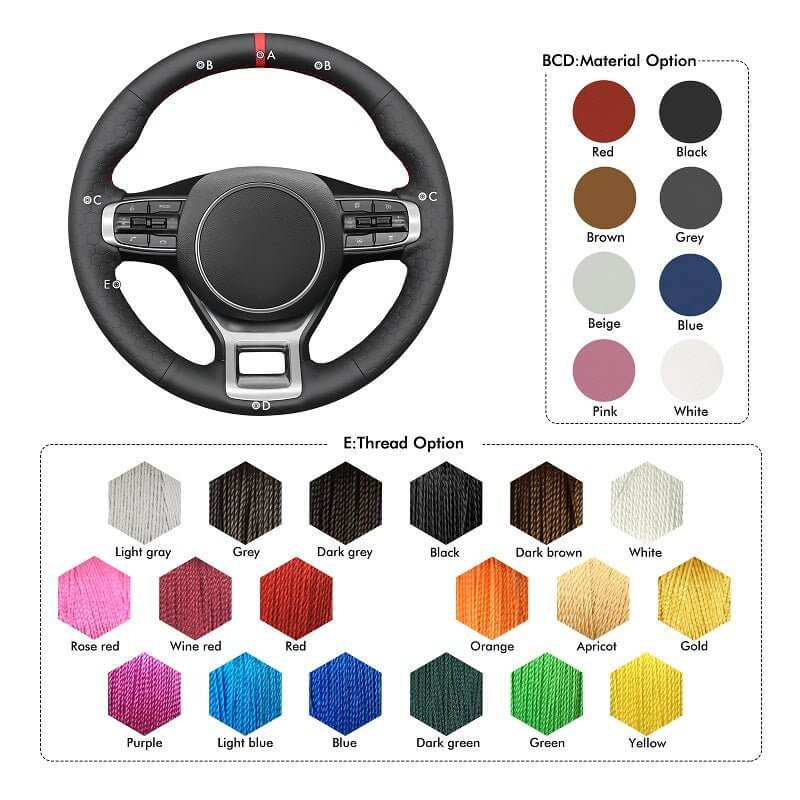 MEWANT Steering Wheel Cover for Kia Optima K5 GT GT - Line Sedan 2021 - 2022 - Alcantara, Leather, Carbon Fiber, Easy Install, Non - Slip, Best Steering Wheel Cover