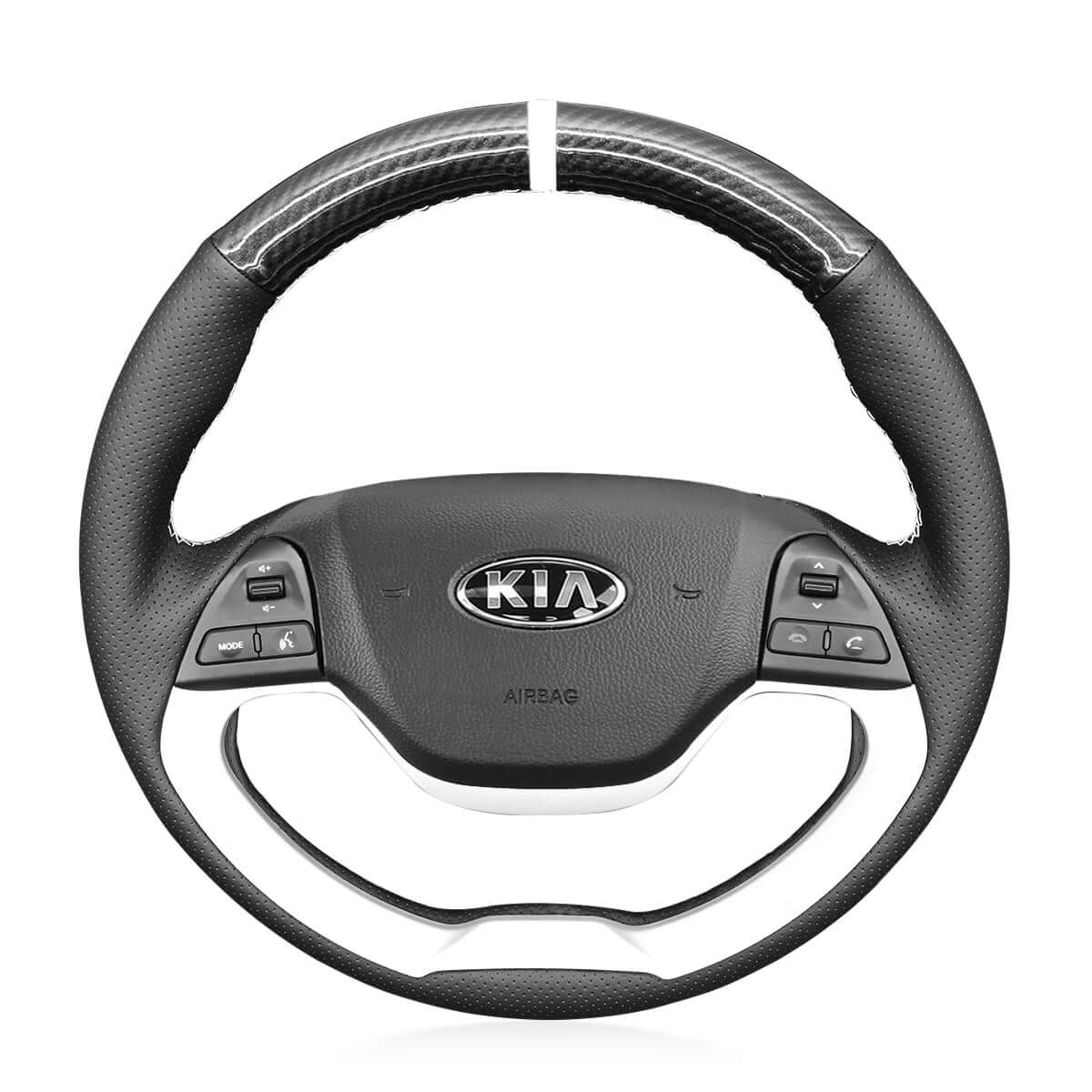 MEWANT Steering Wheel Cover for Kia Picanto 2 2011 - 2017 - Alcantara, Leather, Carbon Fiber, Easy Install, Non - Slip, Best Steering Wheel Cover