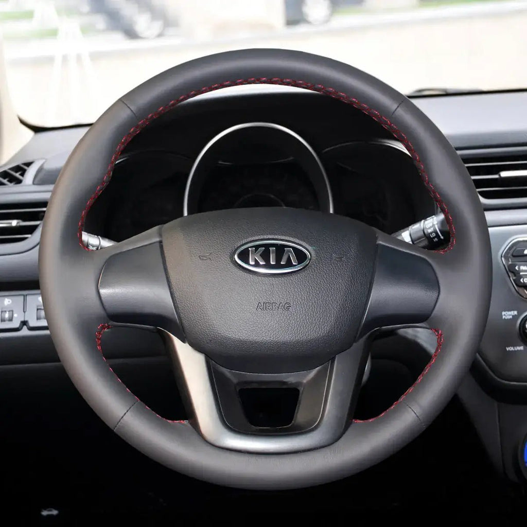 MEWANT Steering Wheel Cover for Kia Rio 3 Rio5 2012 - 2017 - Alcantara, Leather, Carbon Fiber, Easy Install, Non - Slip, Best Steering Wheel Cover