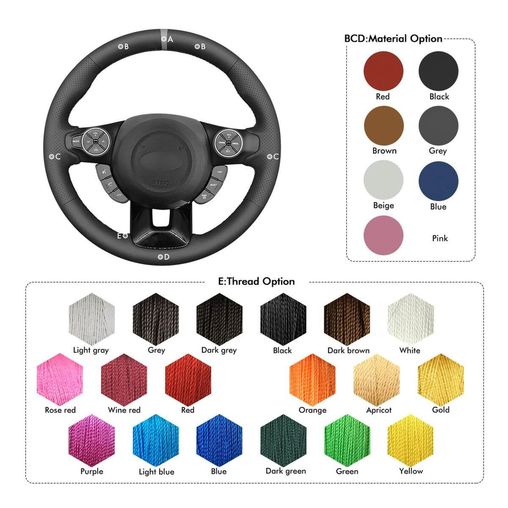MEWANT Steering Wheel Cover for Kia Soul 2014 - 2019 - Alcantara, Leather, Carbon Fiber, Easy Install, Non - Slip, Best Steering Wheel Cover