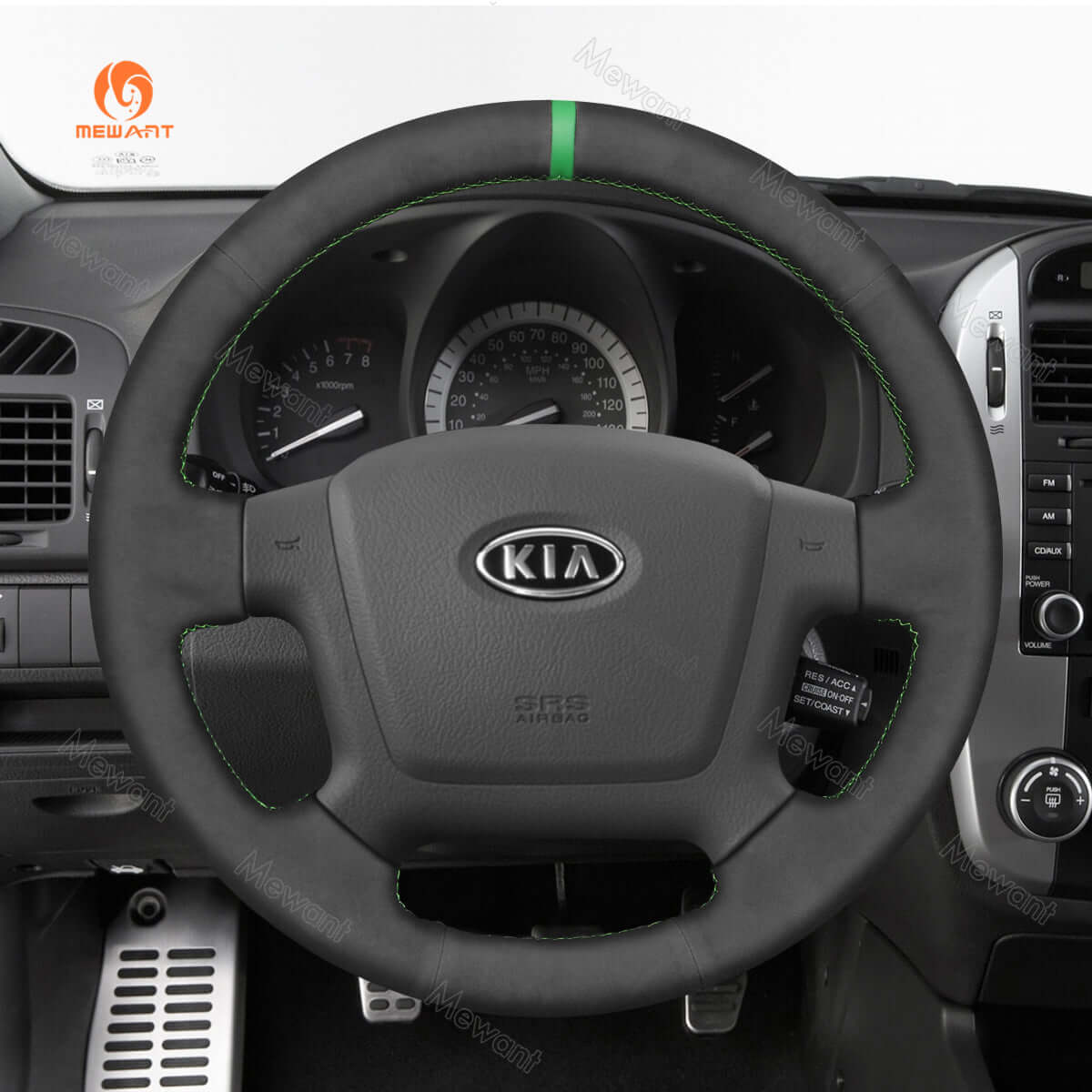 MEWANT Steering Wheel Cover for Kia Spectra Spectra5 Cerato Soul 2004 - 2012 - Alcantara, Leather, Carbon Fiber, Easy Install, Non - Slip, Best Steering Wheel Cover