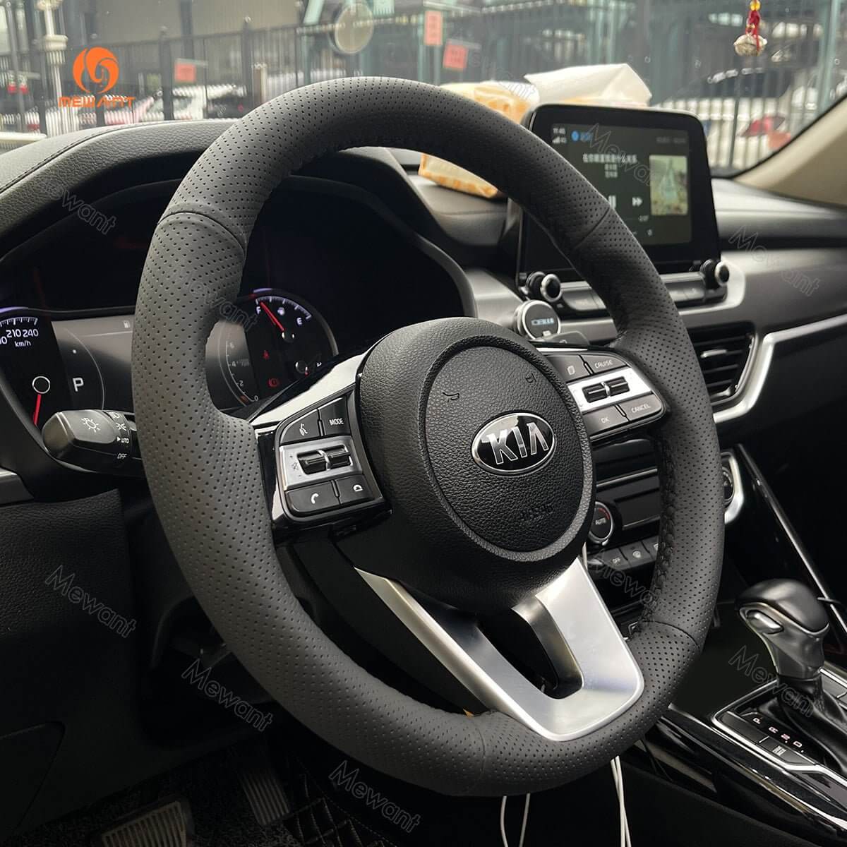 MEWANT Steering Wheel Cover for Kia Sportage 4 Ceed Cee'd 3 Proceed Pro Ceed Xceed Optima 5 2018 - 2022 - Alcantara, Leather, Carbon Fiber, Easy Install, Non - Slip, Best Steering Wheel Cover