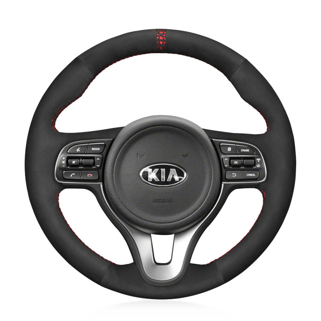 MEWANT Steering Wheel Cover for Kia Sportage 4 Niro Optima 2016 - 2018 - Alcantara, Leather, Carbon Fiber, Easy Install, Non - Slip, Best Steering Wheel Cover