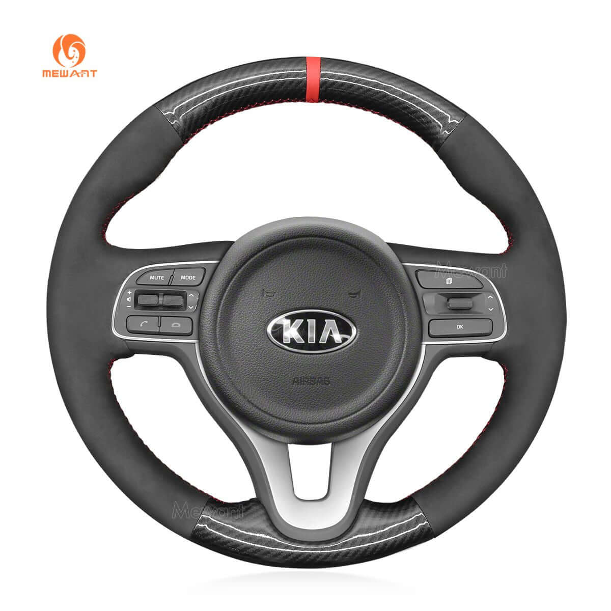 MEWANT Steering Wheel Cover for Kia Sportage 4 Niro Optima 2016 - 2018 - Alcantara, Leather, Carbon Fiber, Easy Install, Non - Slip, Best Steering Wheel Cover