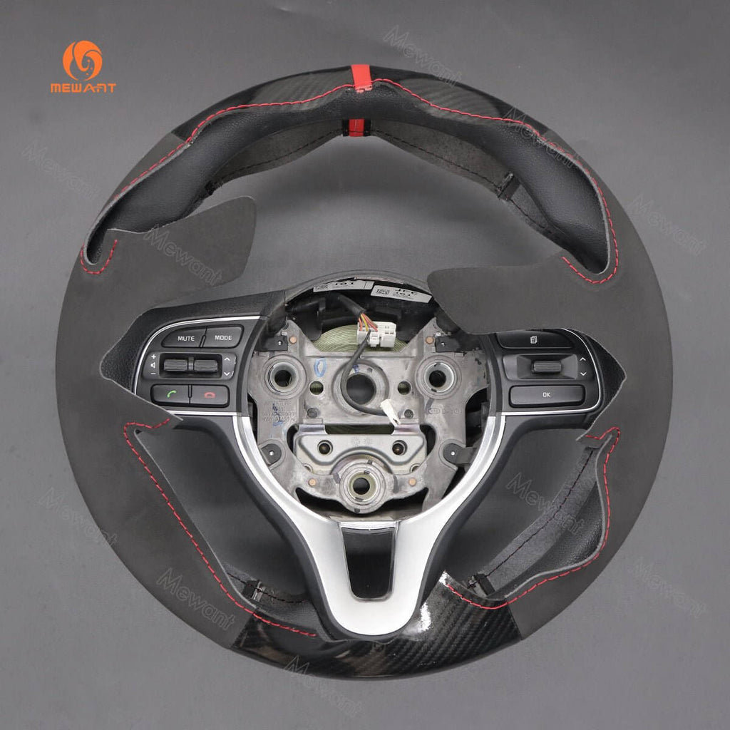 MEWANT Steering Wheel Cover for Kia Sportage 4 Niro Optima 2016 - 2018 - Alcantara, Leather, Carbon Fiber, Easy Install, Non - Slip, Best Steering Wheel Cover