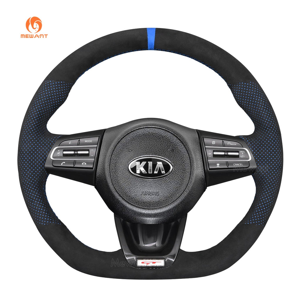 MEWANT Steering Wheel Cover for Kia Stinger 2017 2018 2019 2020 - Alcantara, Leather, Carbon Fiber, Easy Install, Non - Slip, Best Steering Wheel Cover