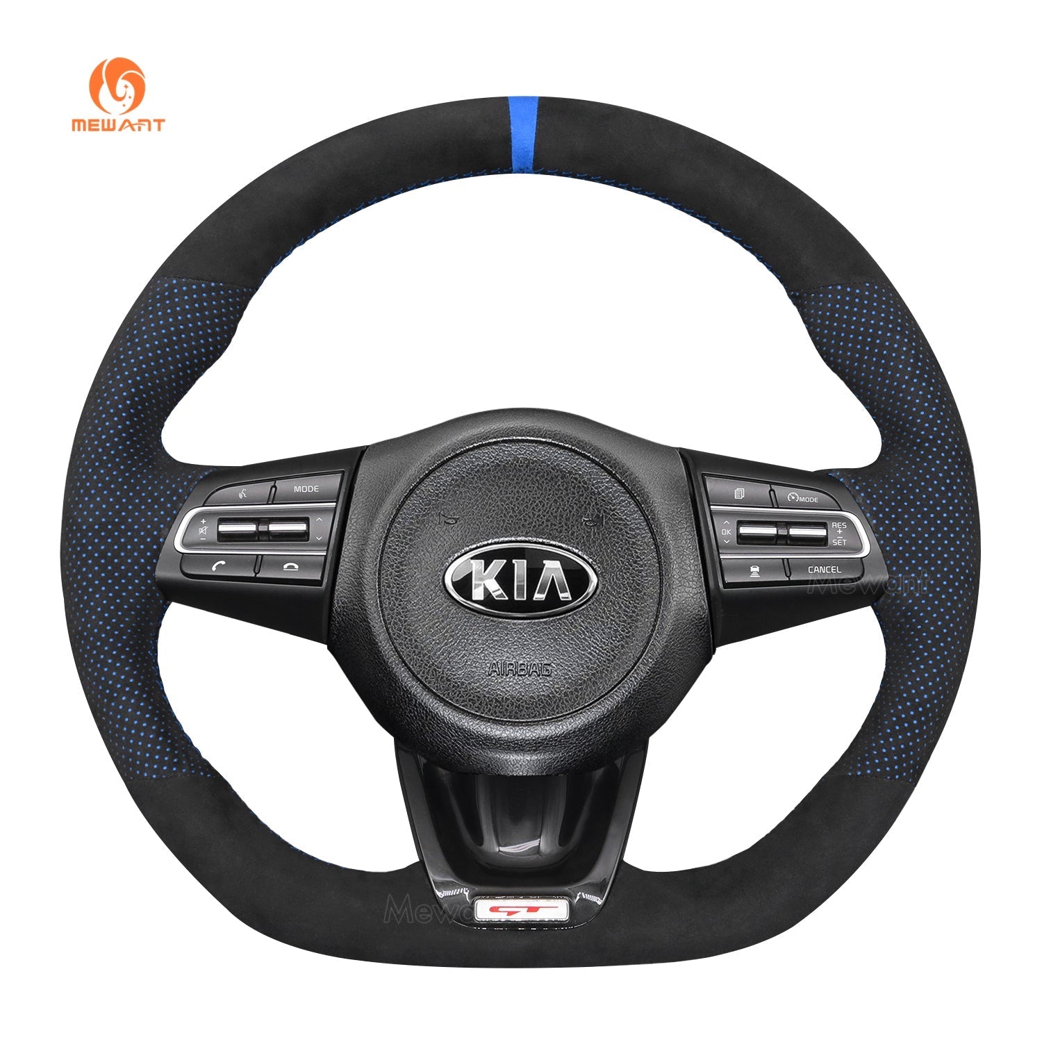 MEWANT Steering Wheel Cover for Kia Stinger 2017 2018 2019 2020 - Alcantara, Leather, Carbon Fiber, Easy Install, Non - Slip, Best Steering Wheel Cover