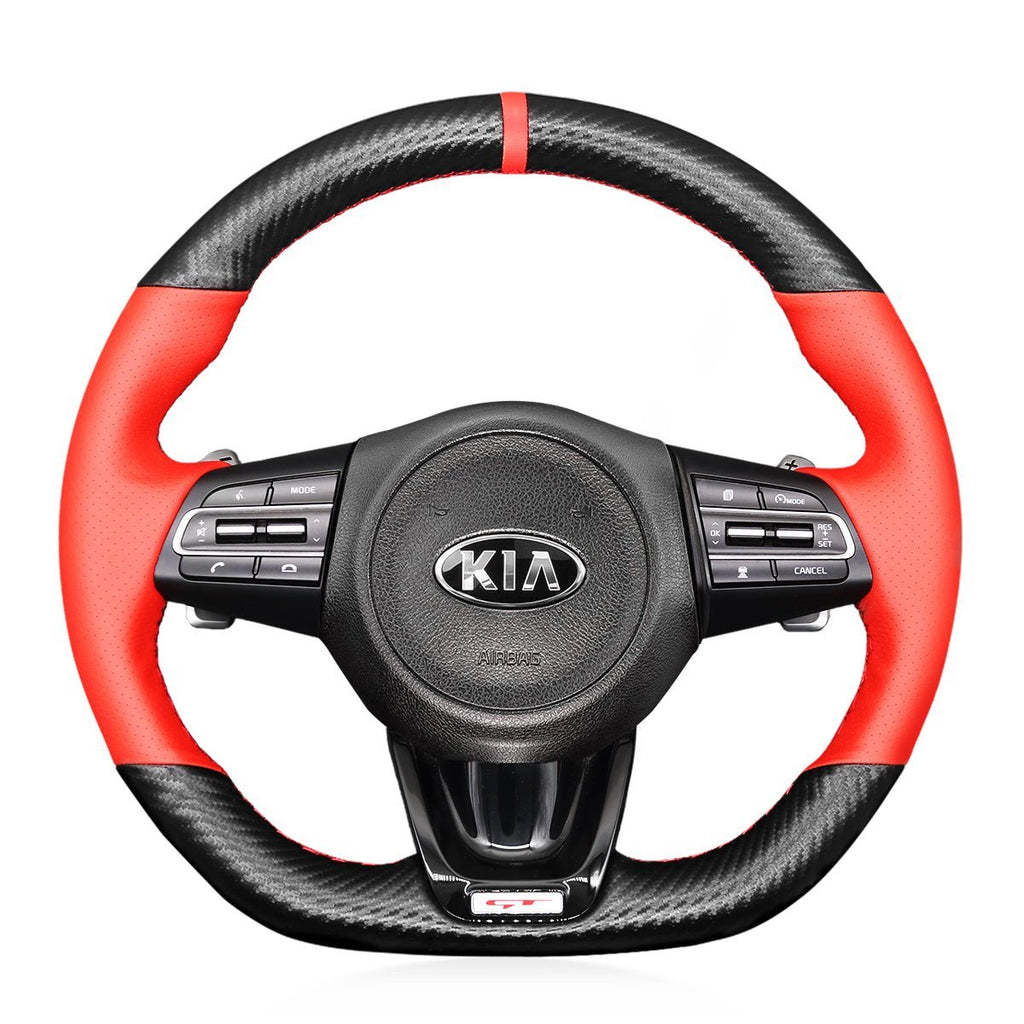 MEWANT Steering Wheel Cover for Kia Stinger 2017 - 2020 - Alcantara, Leather, Carbon Fiber, Easy Install, Non - Slip, Best Steering Wheel Cover