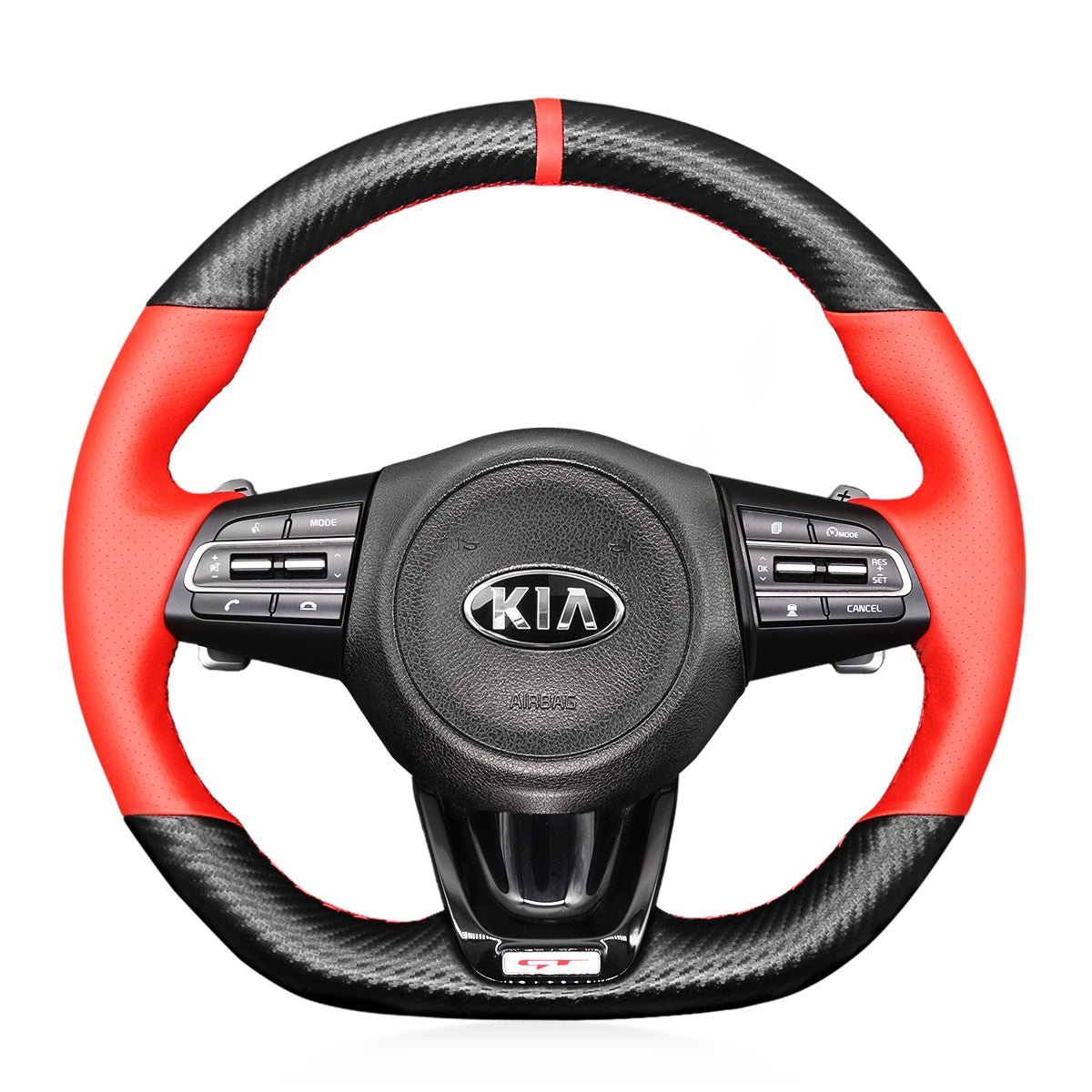 MEWANT Steering Wheel Cover for Kia Stinger 2017 - 2020 - Alcantara, Leather, Carbon Fiber, Easy Install, Non - Slip, Best Steering Wheel Cover